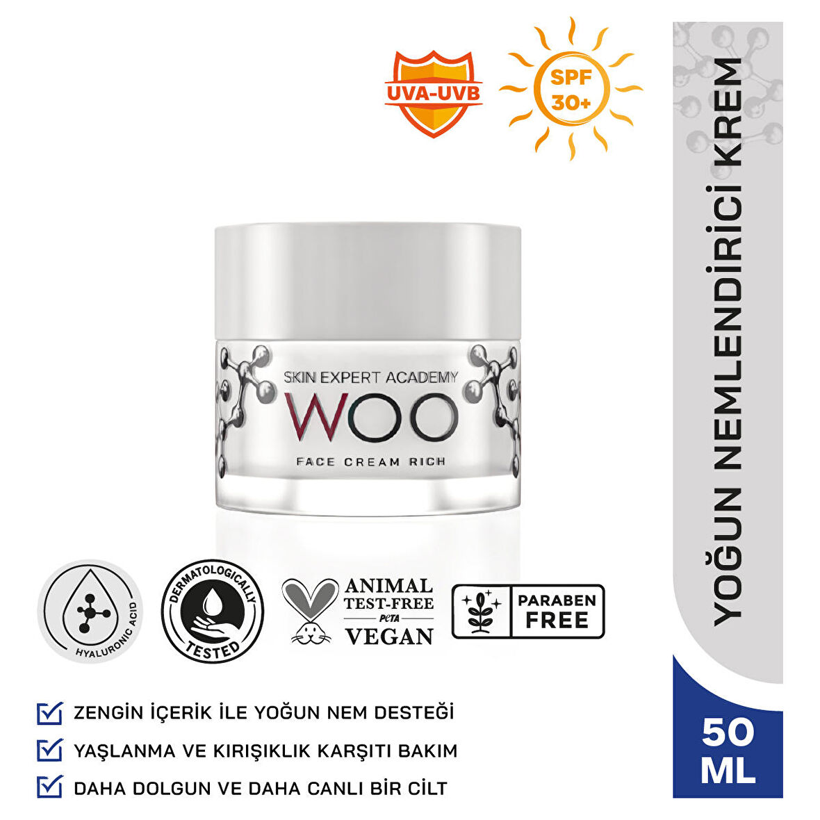 WOO Skin Expert Academy Yoğun Nemlendirici ve UVA-UVB Korumalı Yüz Kremi 50 ml