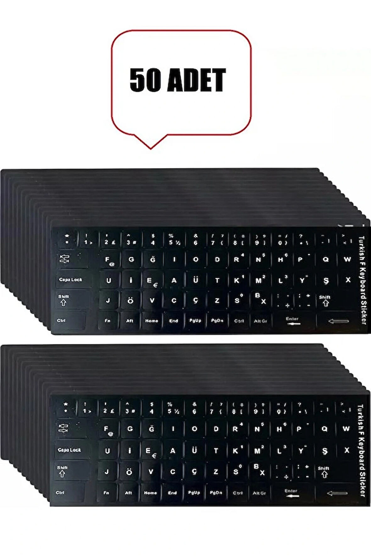 50 Adet Türkçe F Klavye Etiketi Laptop Pc Sticker Kaliteli PvcKeyboard Sticker PVC Harf Çıkartmaları