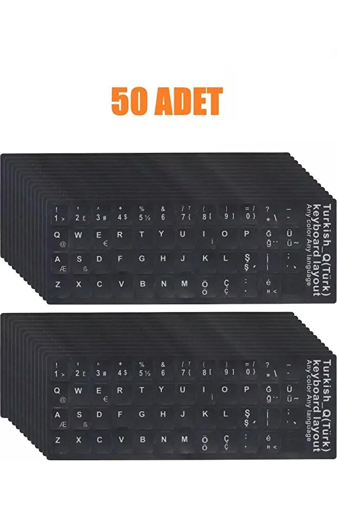 50 Adet Türkçe Q Klavye Sticker Notebook Pc Uyumlu Klavye Etiketi Silinmez Yapışkanlı Türkçe Harfler