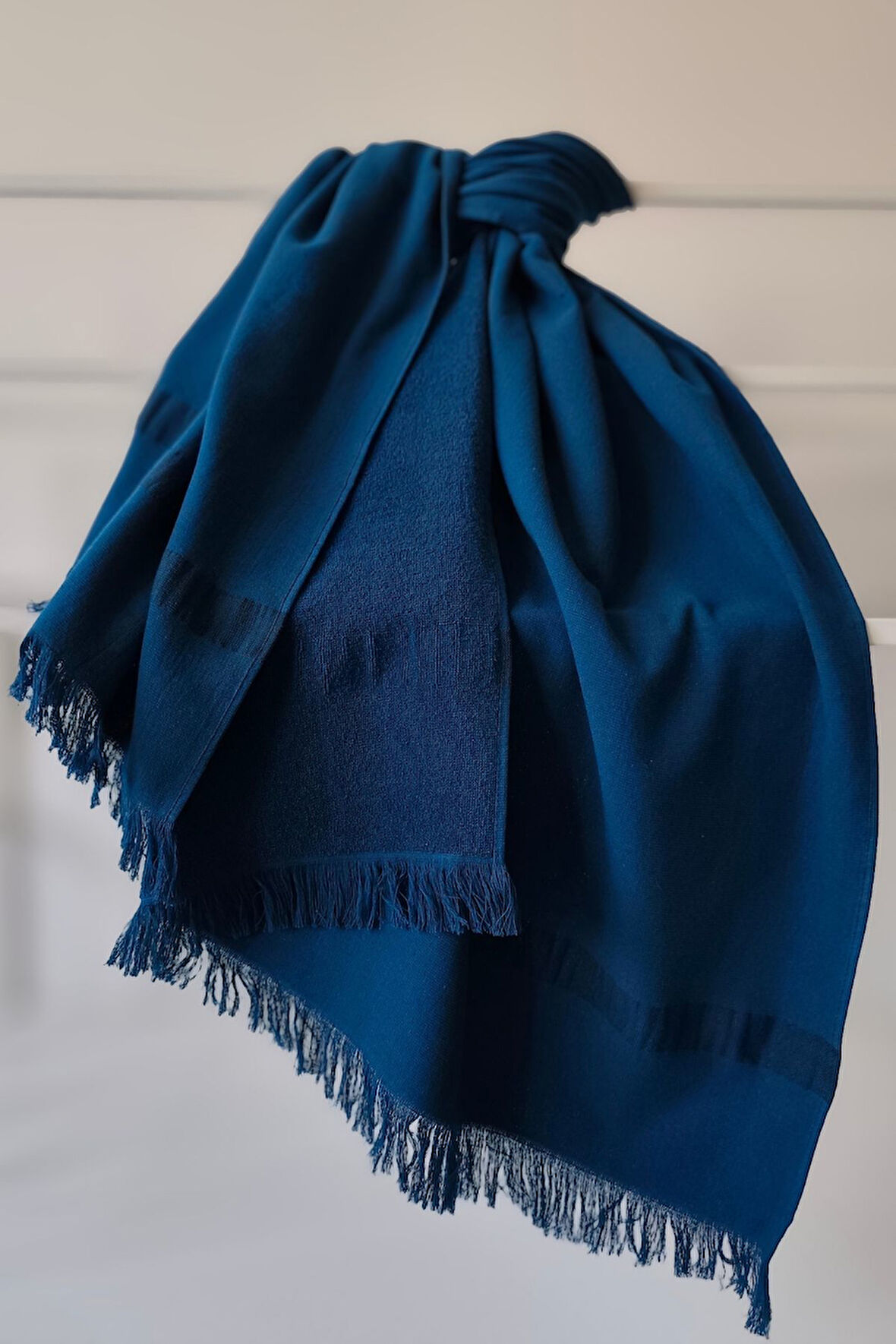 Sevim %100 Pamuk Kalın Çizgili Peştemal-Şezlong Havlusu-90x200 cm-Lacivert