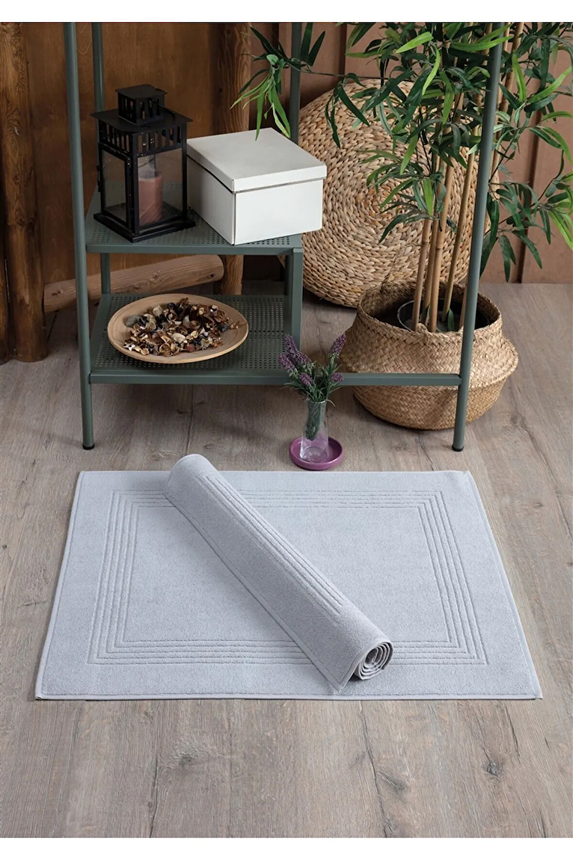 2'li Ayak Havlusu Seti Gri - %100 Pamuk Havlu Takımı - 50x70 Cm