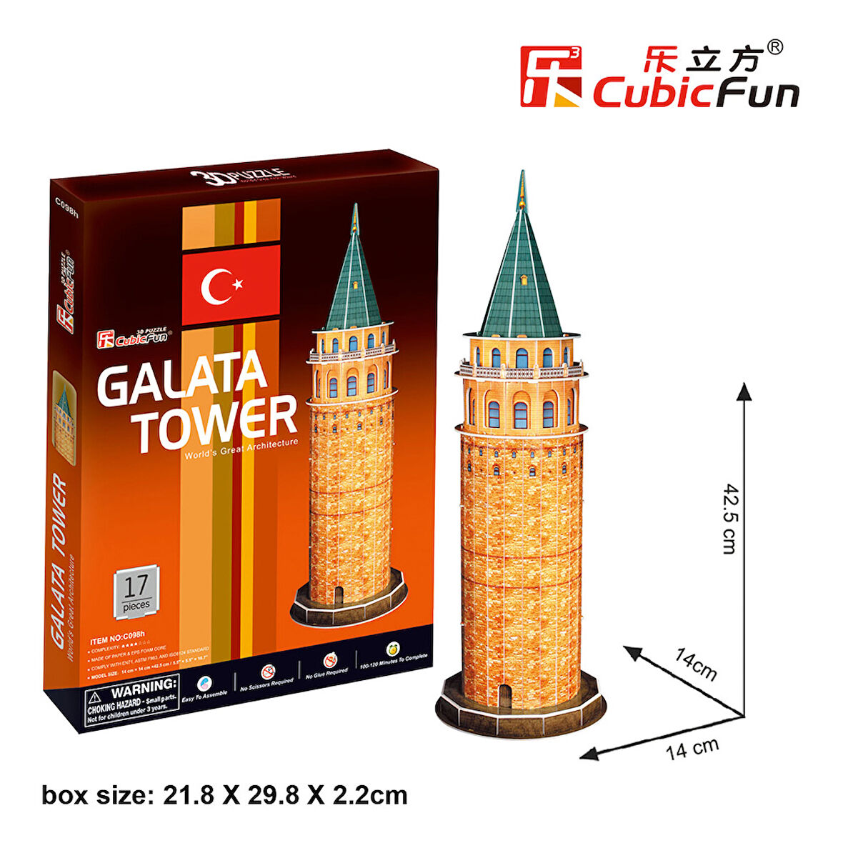 Cubic Fun 3D 17 Parça Puzzle Galata Kulesi