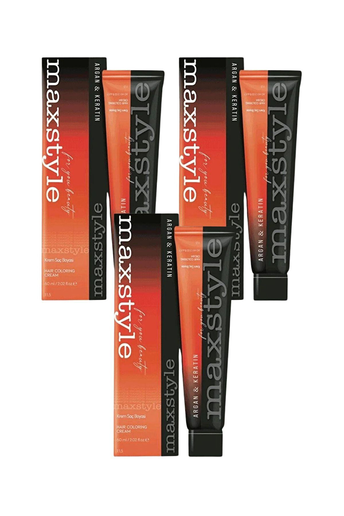 Maxstyle A2487 Argan Keratin 2025/08.11 Yoğun Açık Küllü Kumral 60 Ml 3 Adet Saç Boyası Oksidansız