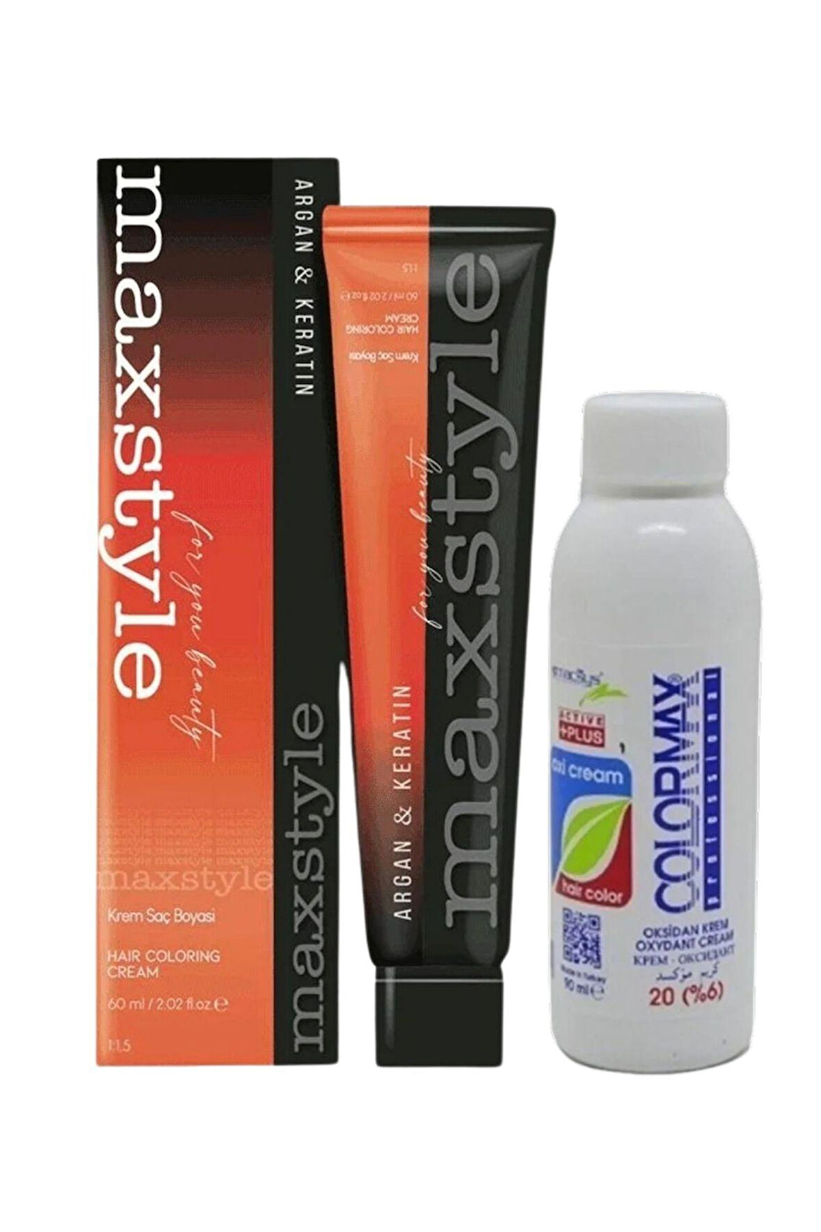 Maxstyle A2623 Argan Keratin 2025/01 Siyah 60 Ml 1 Adet Saç Boyası + 1 Adet 90 Ml Oksidan