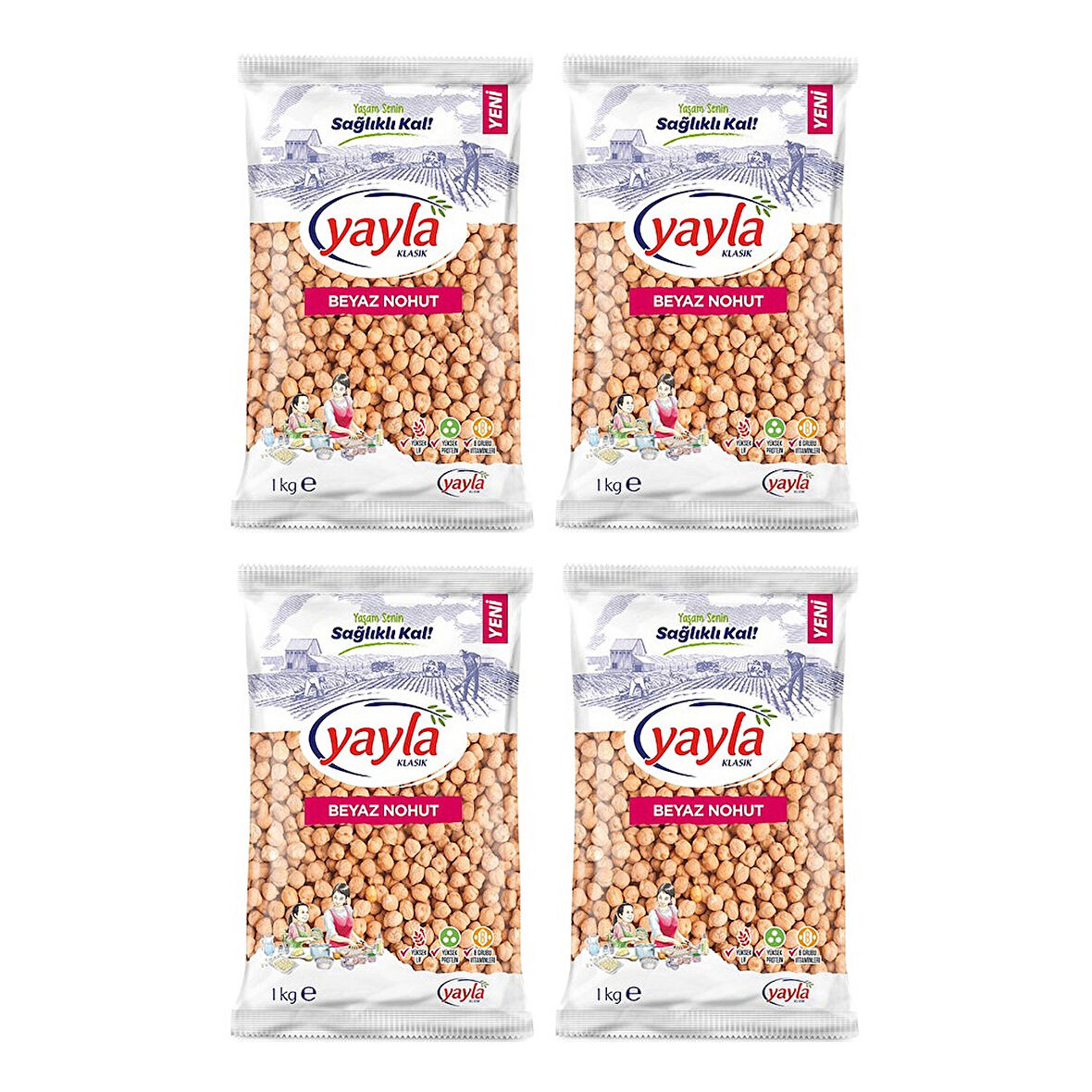 Yayla Bakliyat Beyaz Nohut 1 kg x 4 Adet