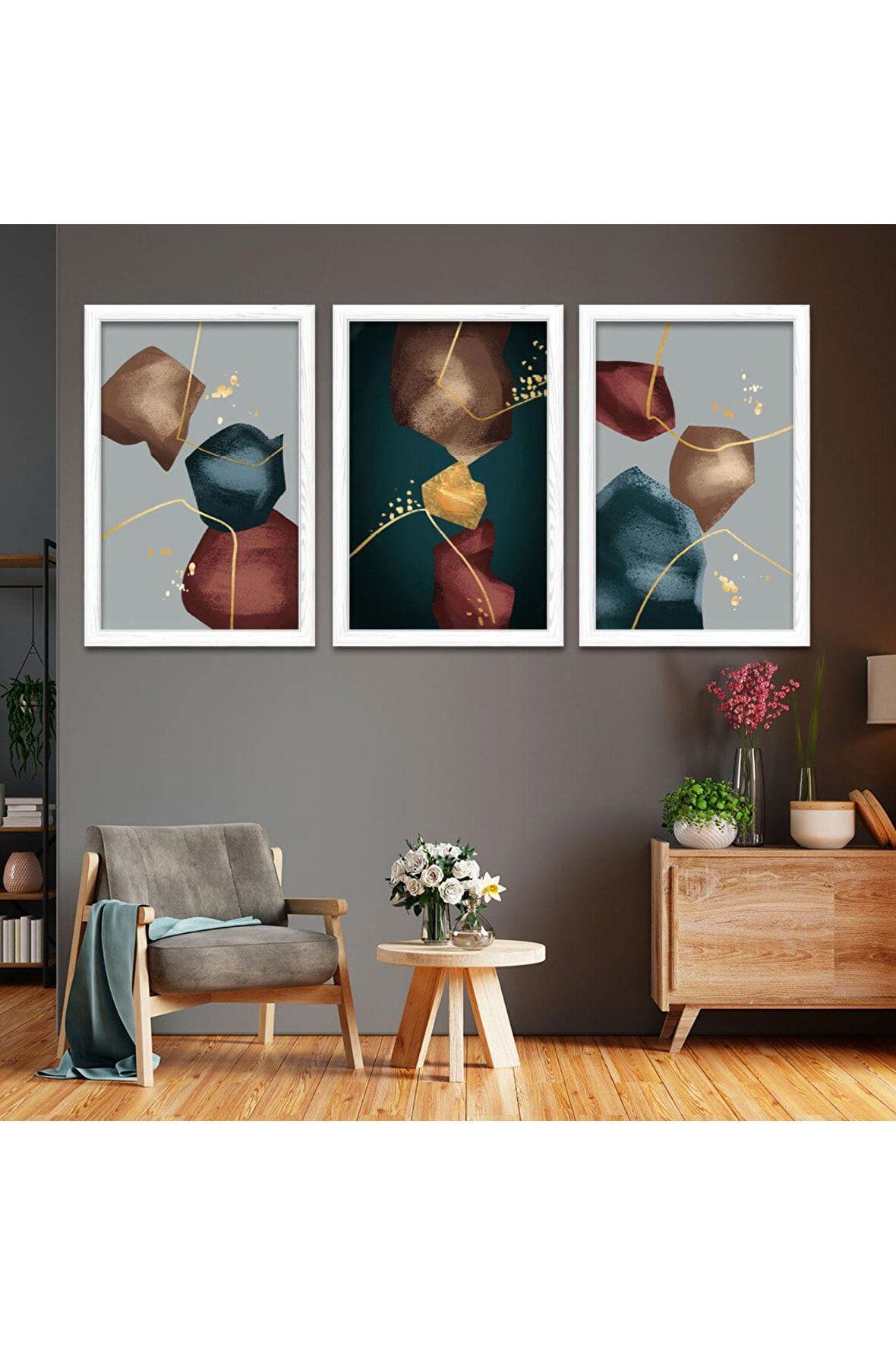 GÜMÜŞ AYNALI PLEKSİ ÇERÇEVELİ 3 HİLAL TABLOSU