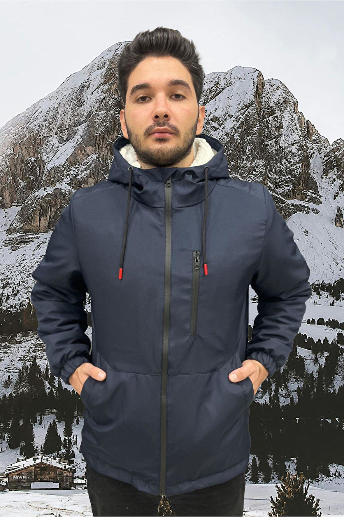 Erkek Kürklü Su Ve Rüzgar Geçirmez Kapüşonlu Kışlık Mont & Kaban & Parka