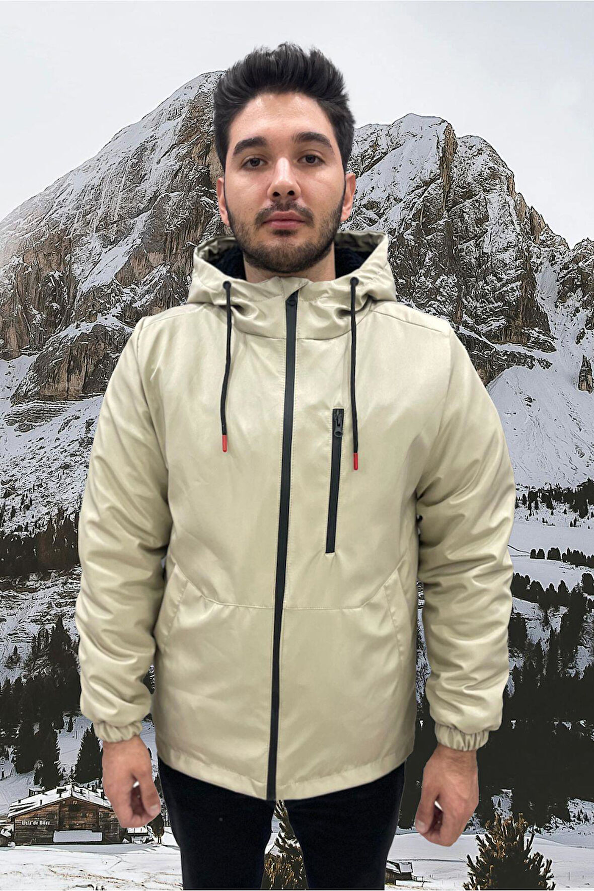 Erkek Kürklü Su Ve Rüzgar Geçirmez Kapüşonlu Kışlık Mont & Kaban & Parka
