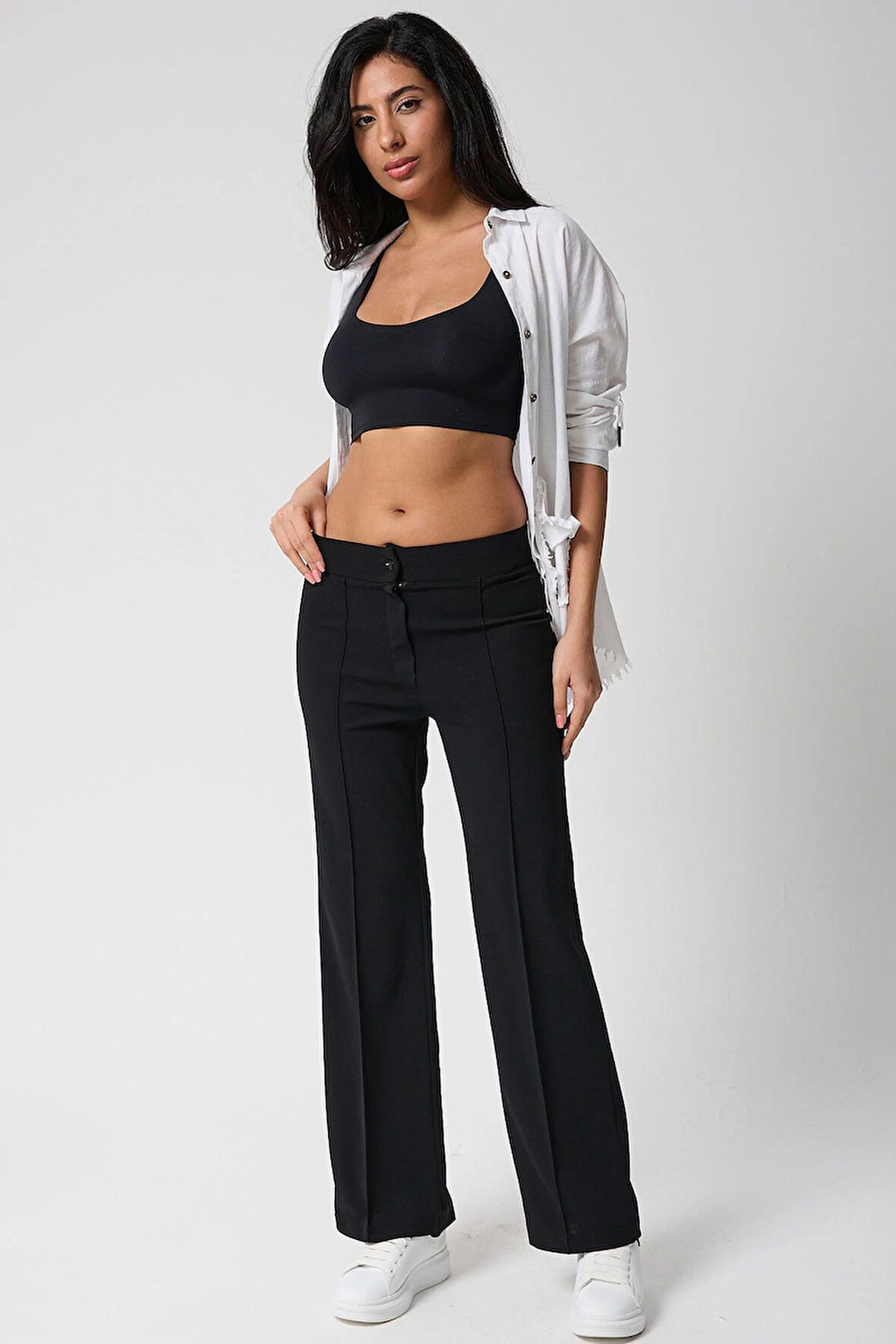 Kadın Yüksek Bel Toparlayıcı İspanyol Paça Palazzo Pantolon