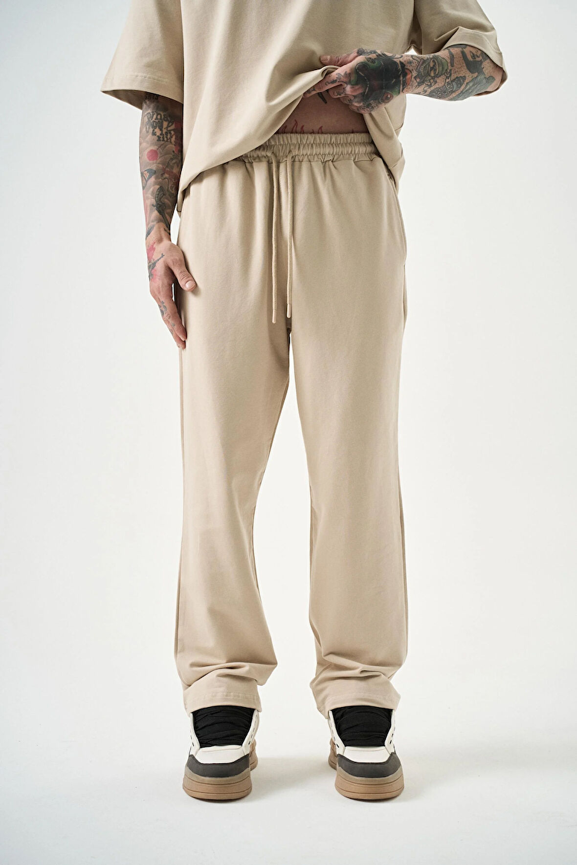 Erkek Basic Baggy Eşofman Altı Bej