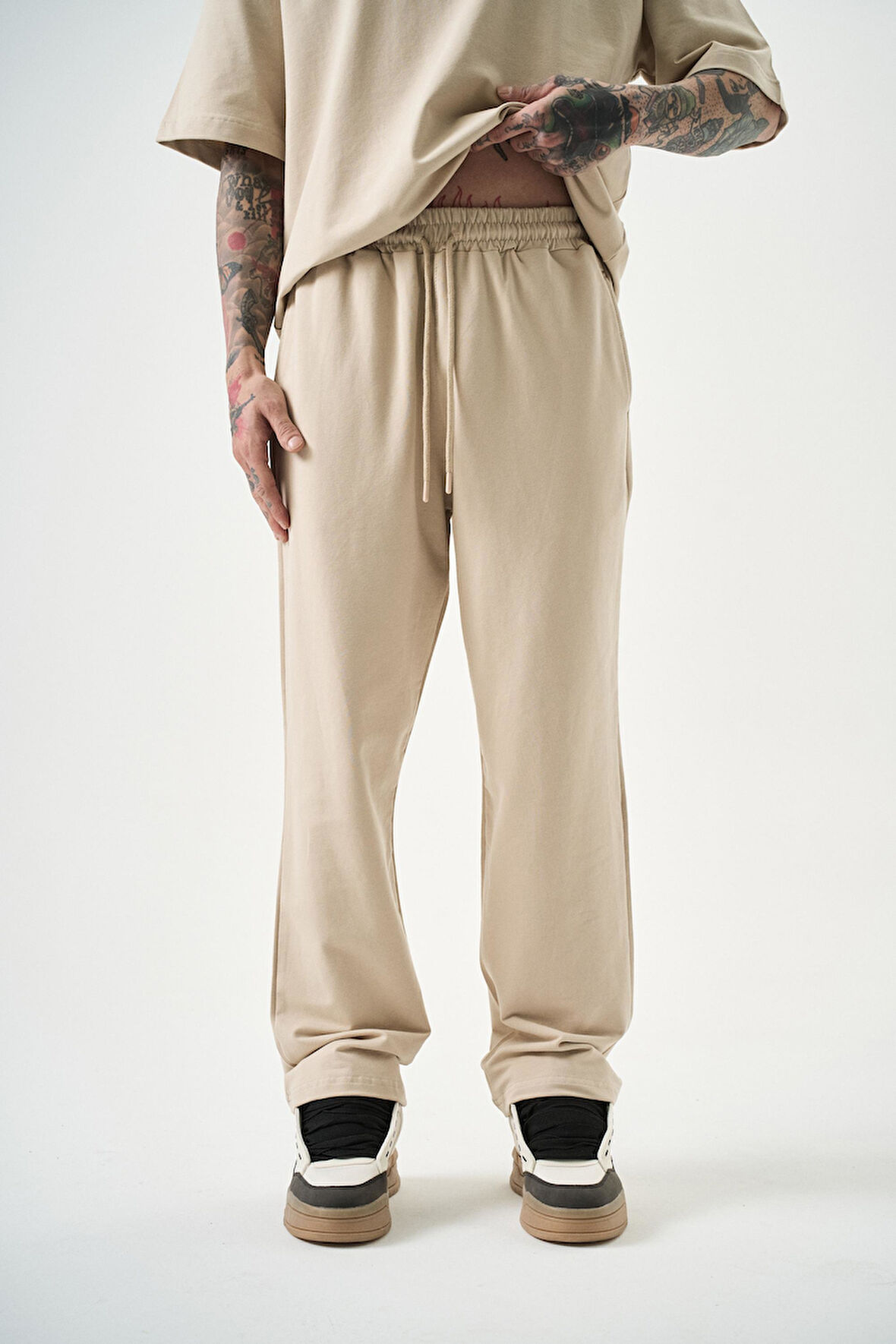 Erkek Basic Baggy Eşofman Altı Bej