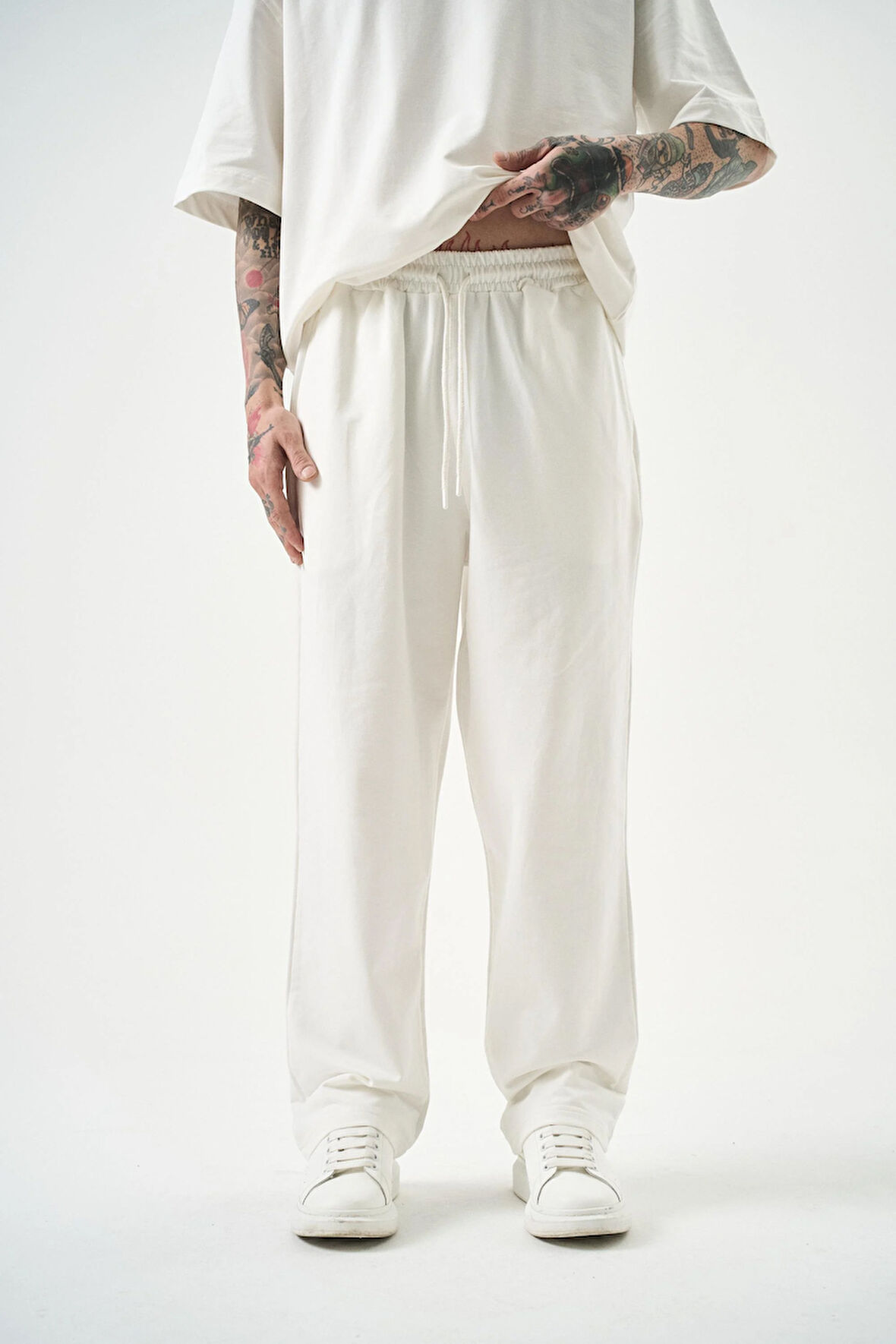 Erkek Basic Baggy Eşofman Altı Ekru