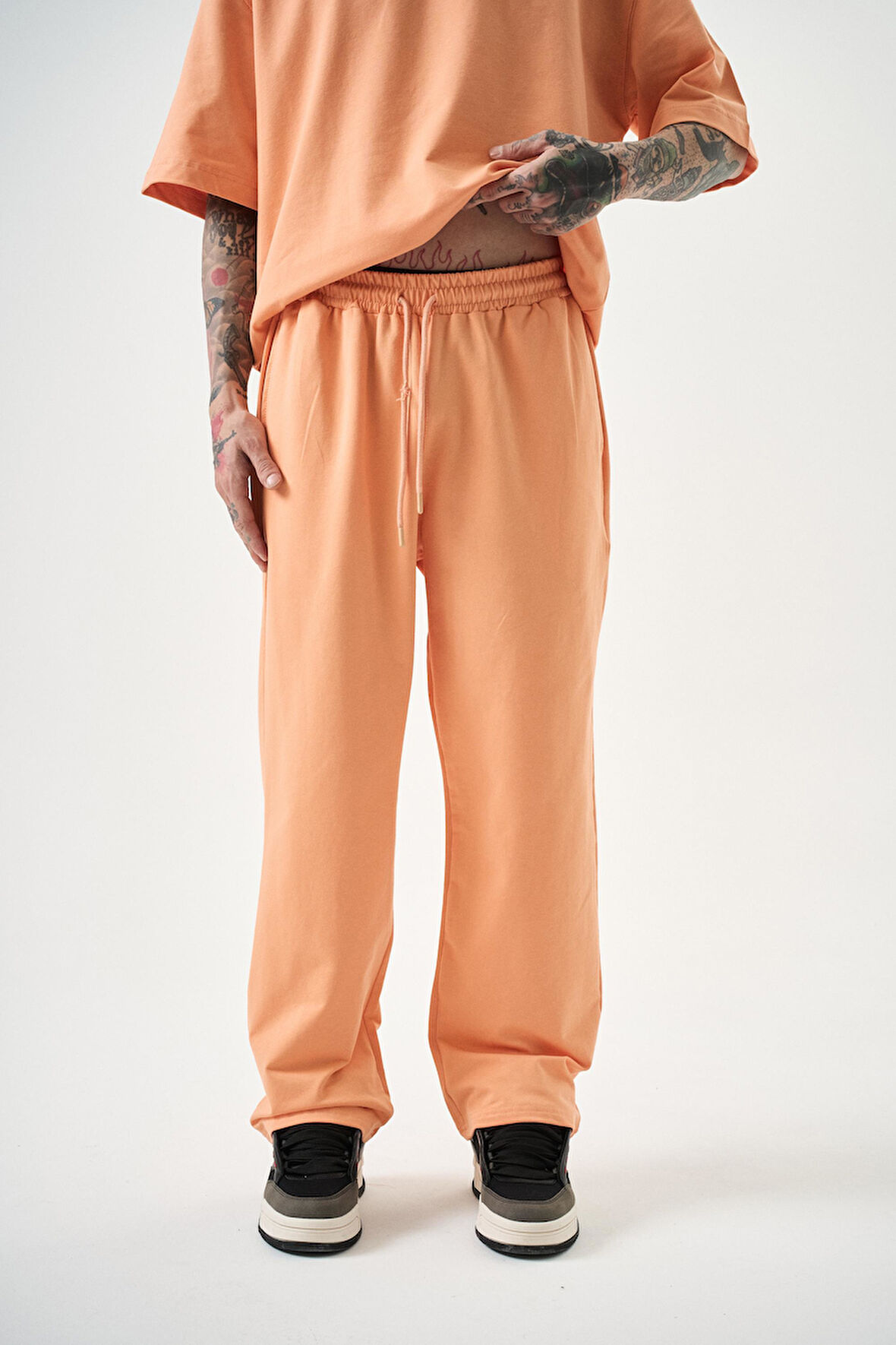 Erkek Basic Baggy Eşofman Altı Şeftali