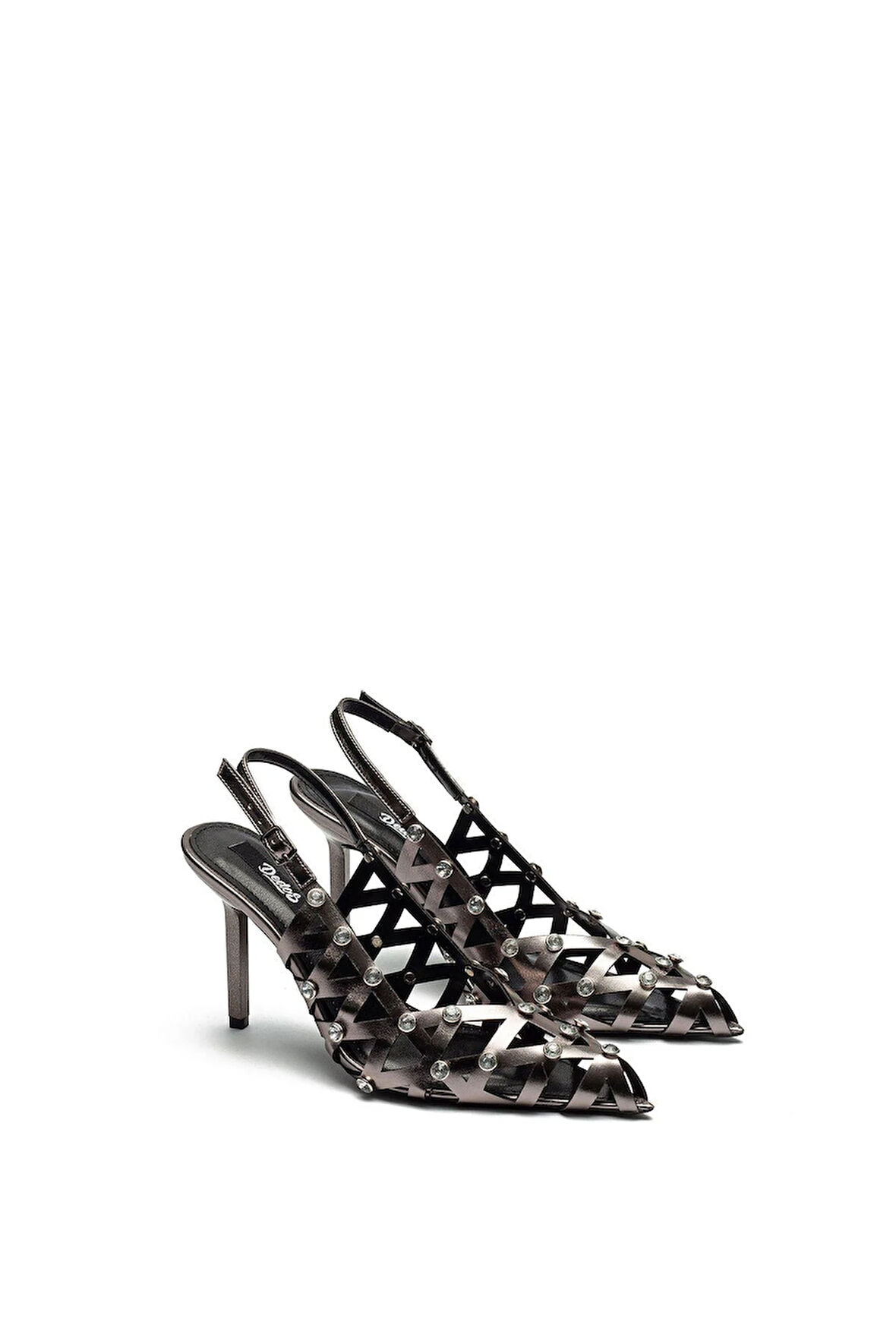 Kadın İnce Yüksek Topuklu Tokalı Taşlı İşlemeli Rugan Abiye Ayakkabı 5105