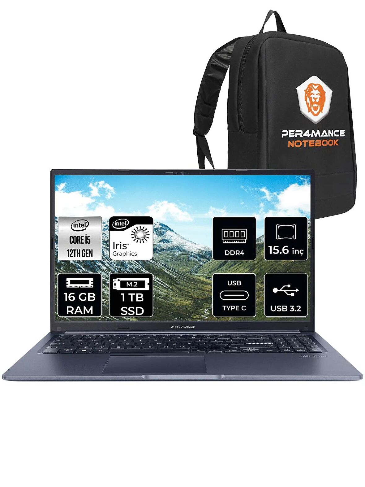 ASUS Vivobook 15 X1502ZA i5 1235U 16GB RAM 1TB SSD 15.6'' FHD FDOS EJ1071 & PER4 ÇANTA