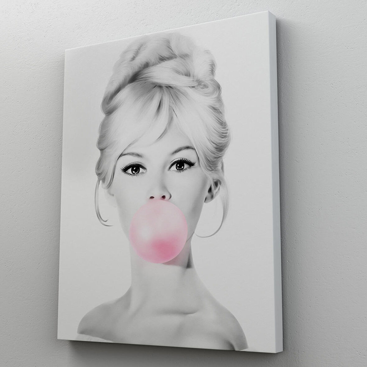 Brigitte Bardot Kabarcık Sakızlı Dekoratif Kanvas Duvar Tablosu-5108-1