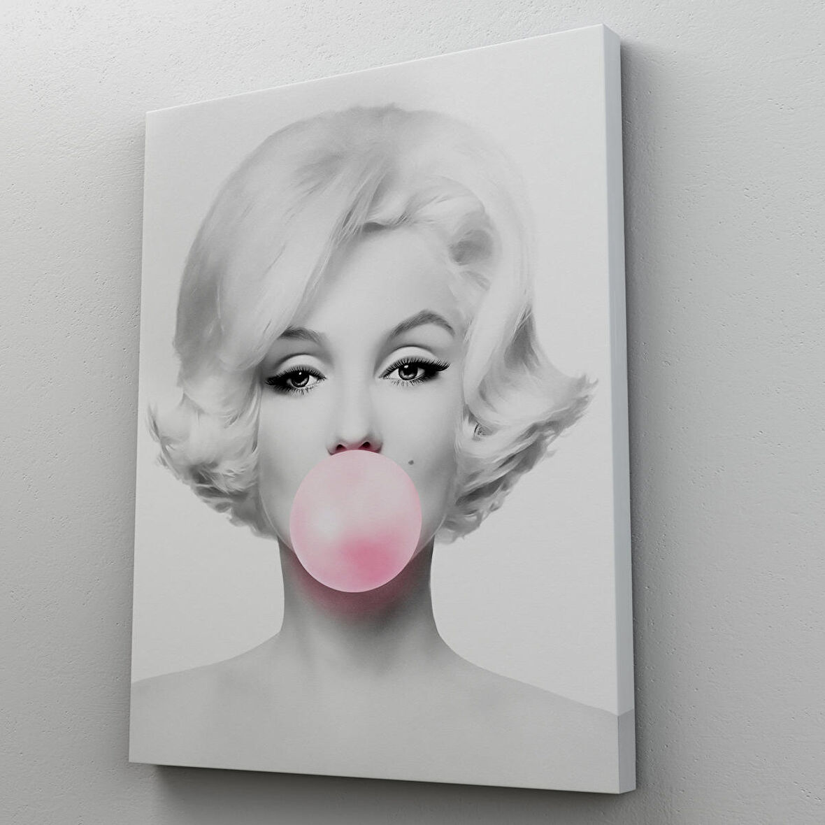 Marilyn Monroe Pembe Kabarcık Sakızlı Dekoratif Kanvas Tablo-5108-3