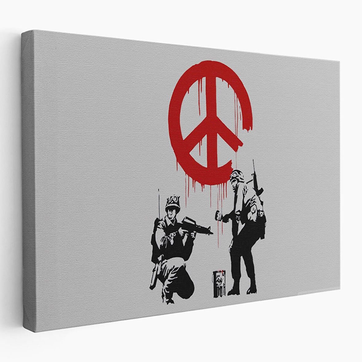 Bansky, Barış İşareti Yapan Askerler Kanvas Tablosu-5109