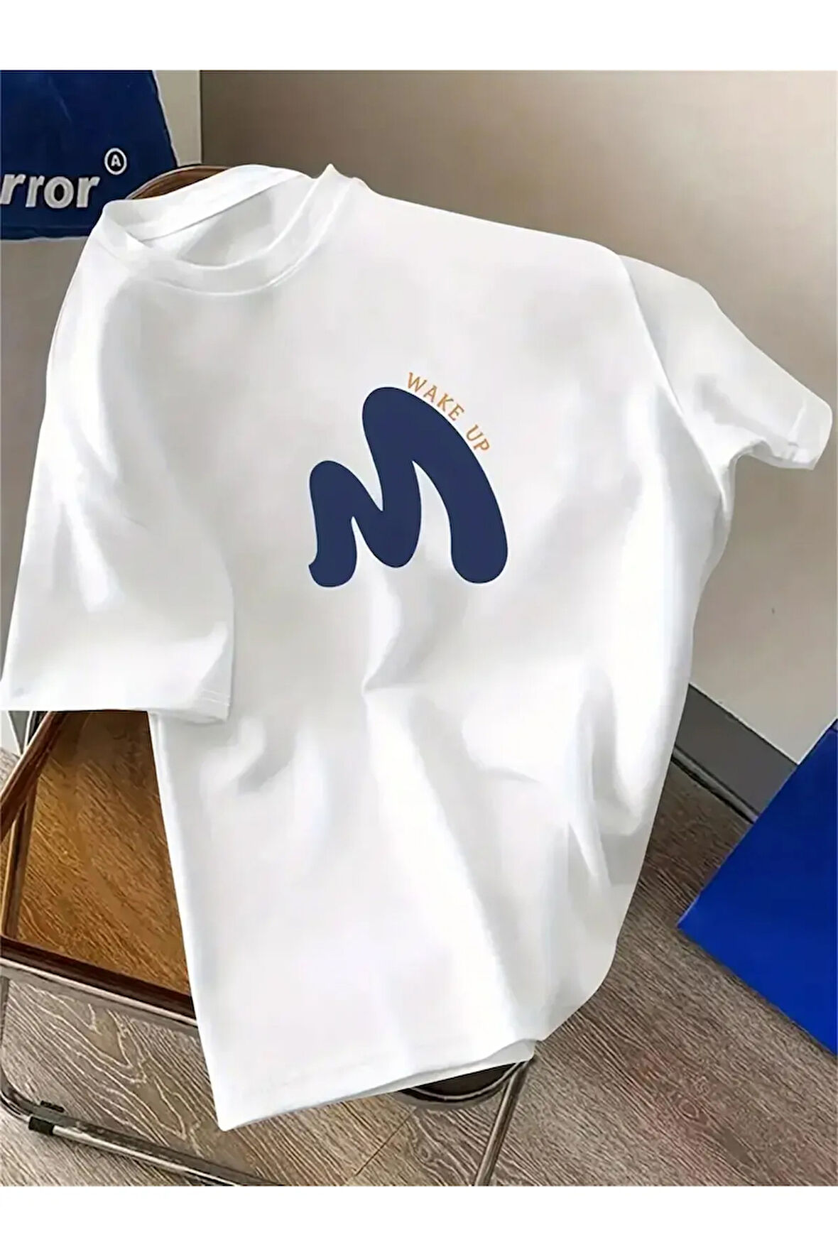 Unisex Pamuklu Wake Up Ön Baskılı Tasarım Tshirt