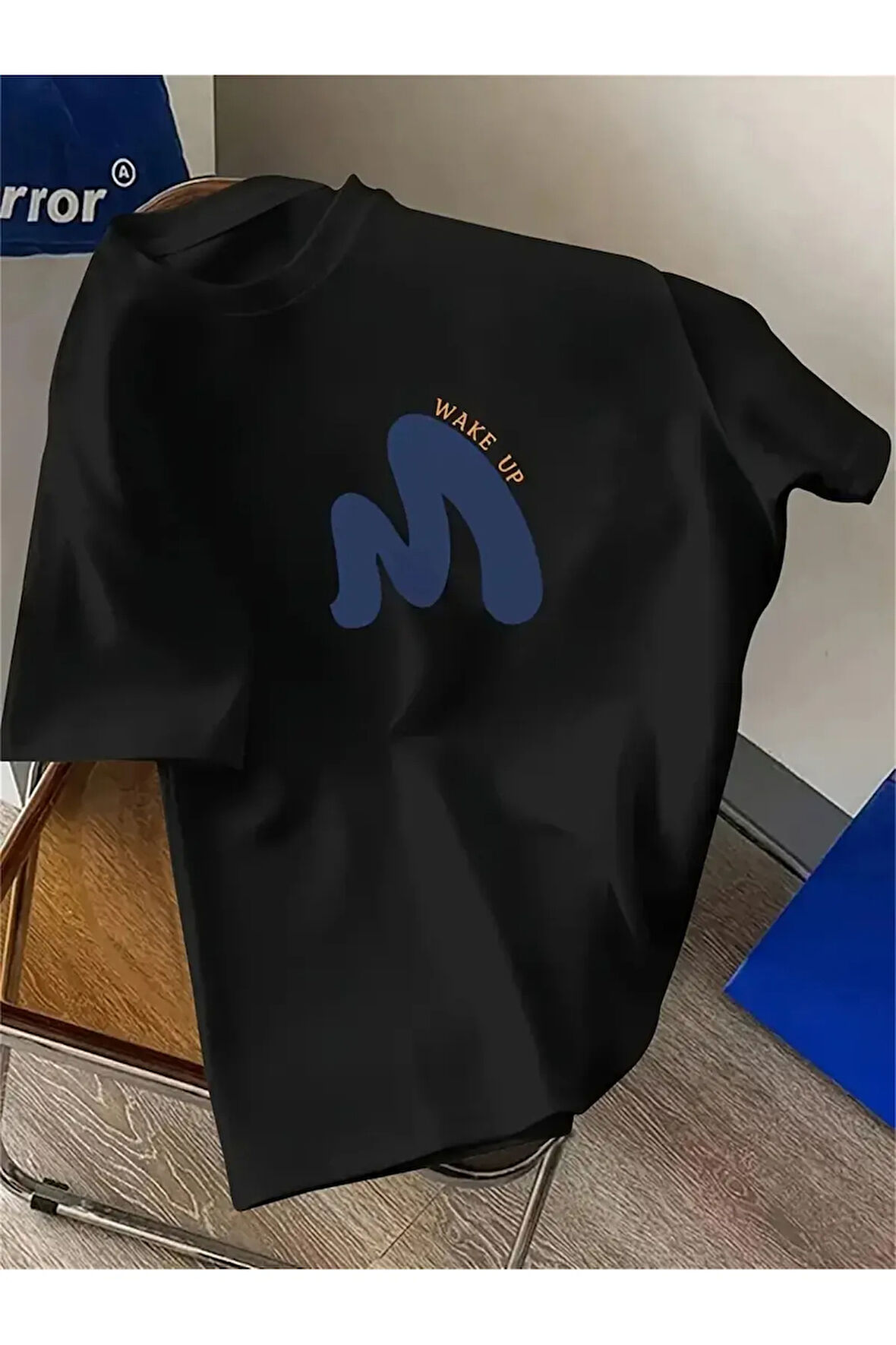 Unisex Pamuklu Wake Up Ön Baskılı Tasarım Tshirt