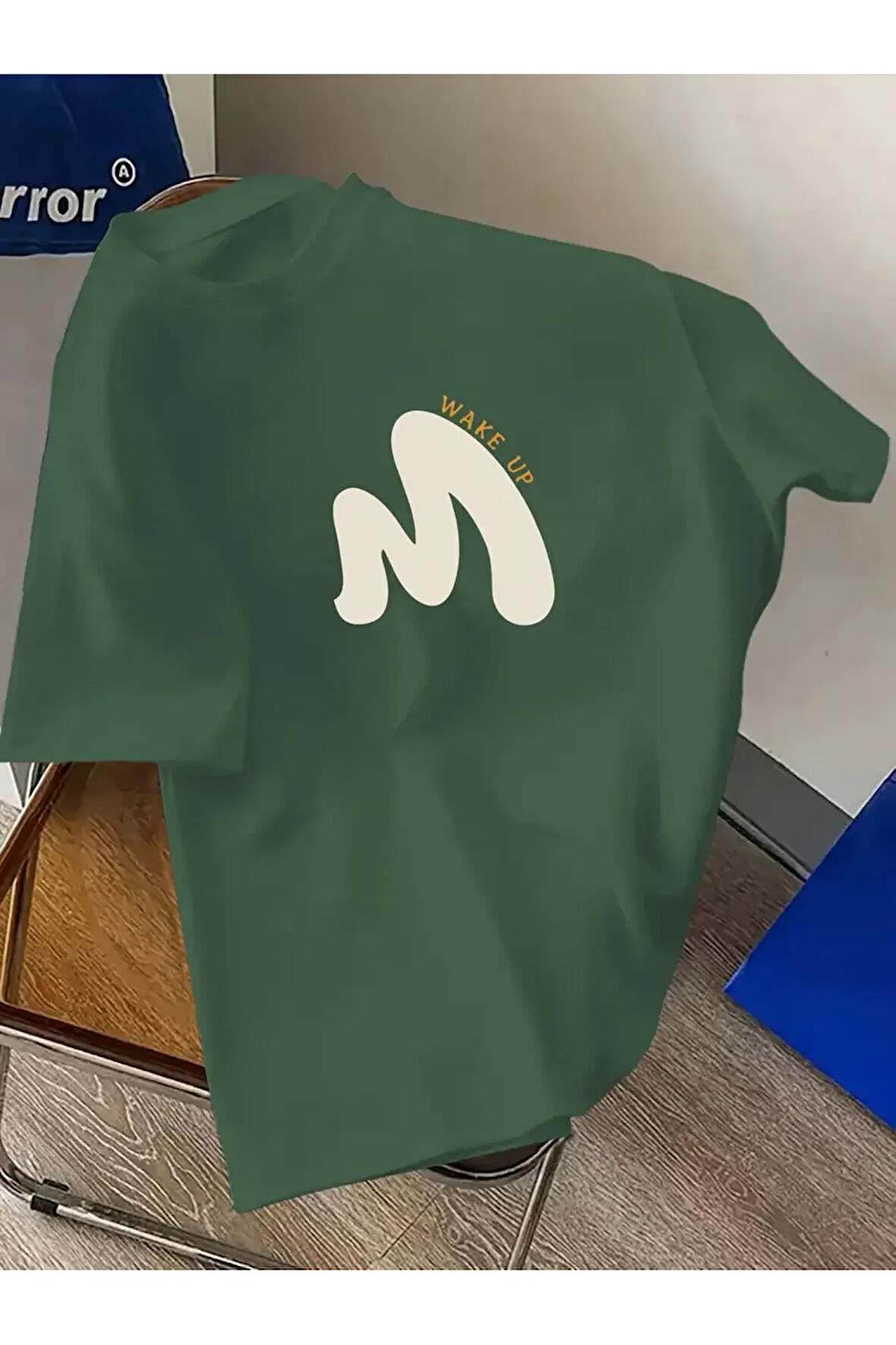 Unisex Pamuklu Wake Up Ön Baskılı Tasarım Tshirt