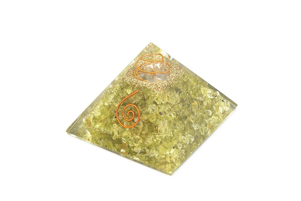 Hakiki Doğal Peridot Olivin Taşlı Orgonit Piramit