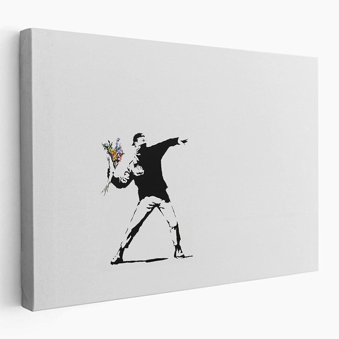 Bansky'nin Çiçek Atan Adam Eseri Kanvas Tablo-5111