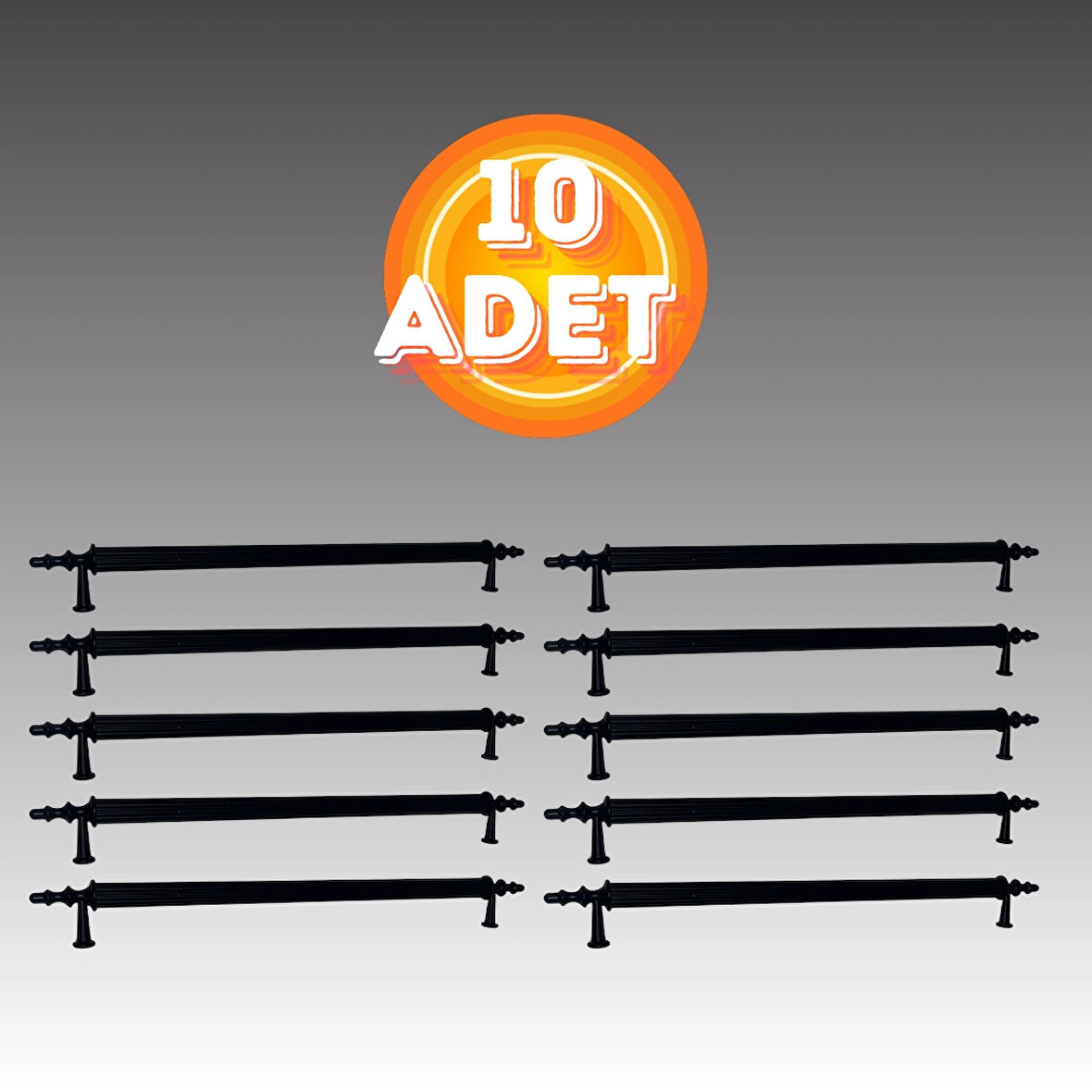 Klipso Mat Siyah 224 MM Metal Lüks Çekmece Dolap Mobilya Kulpları (10 ADET)