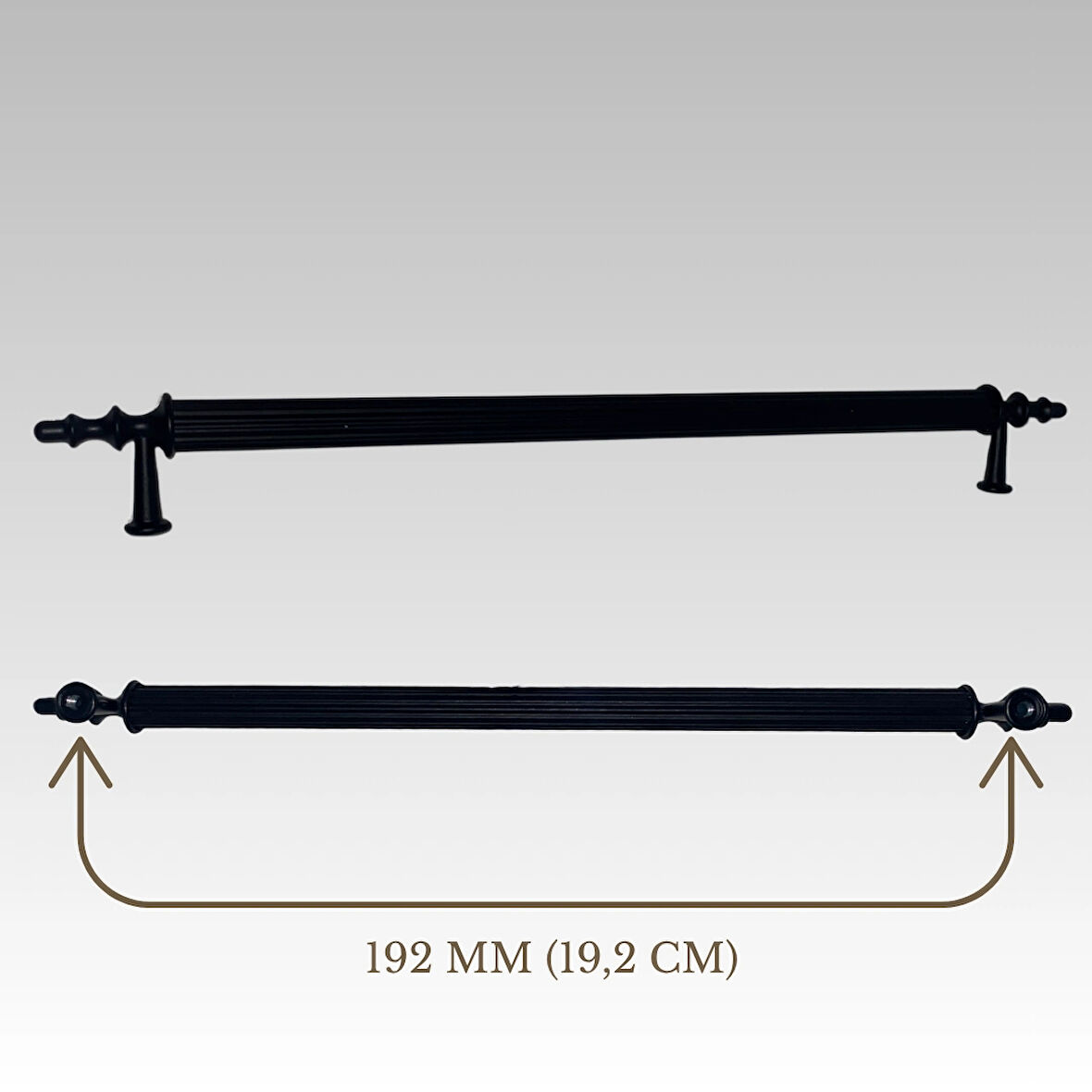 Klipso Mat Siyah 192 MM Metal Lüks Çekmece Dolap Mobilya Kulpları