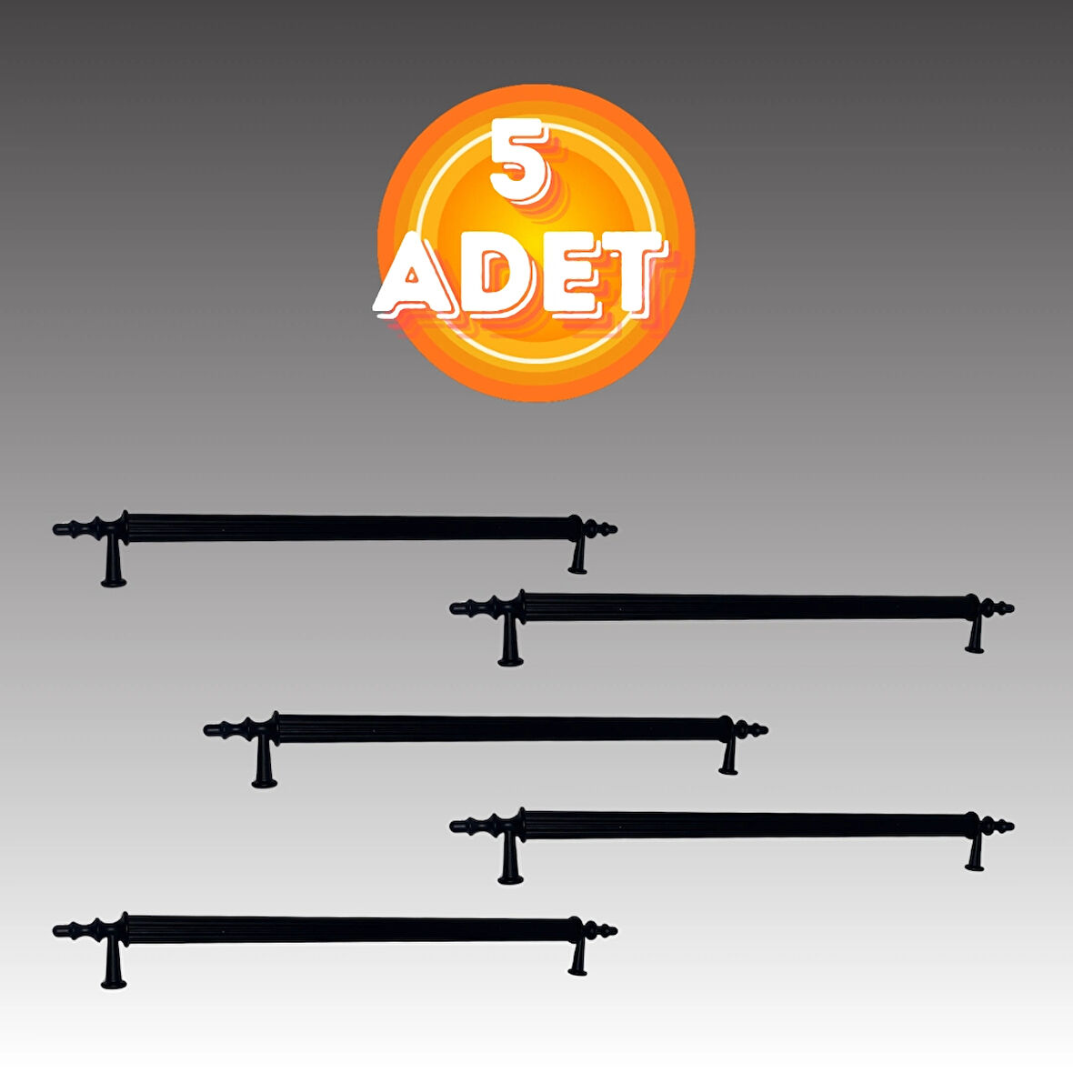 Klipso Mat Siyah 192 MM Metal Lüks Çekmece Dolap Mobilya Kulpları ( 5 ADET )