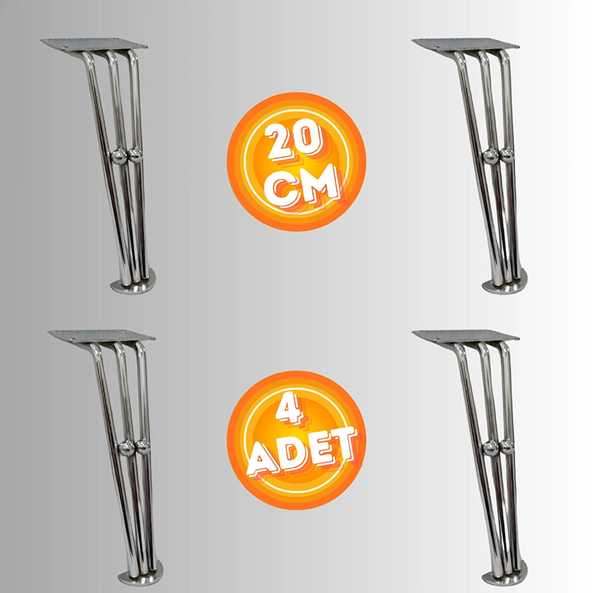 20 CM METAL BONCUKLU KOLTUK AYAĞI MOBİLYA AYAĞI ÜNİTE AYAĞI KONSOL AYAĞI PUF BERJER AYAĞI (4ADET)
