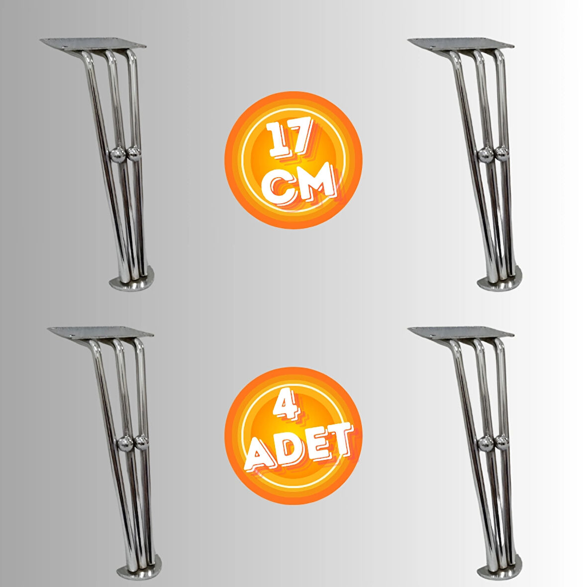17 CM METAL BONCUKLU KOLTUK AYAĞI MOBİLYA AYAĞI ÜNİTE AYAĞI KONSOL AYAĞI PUF BERJER AYAĞI (4ADET)