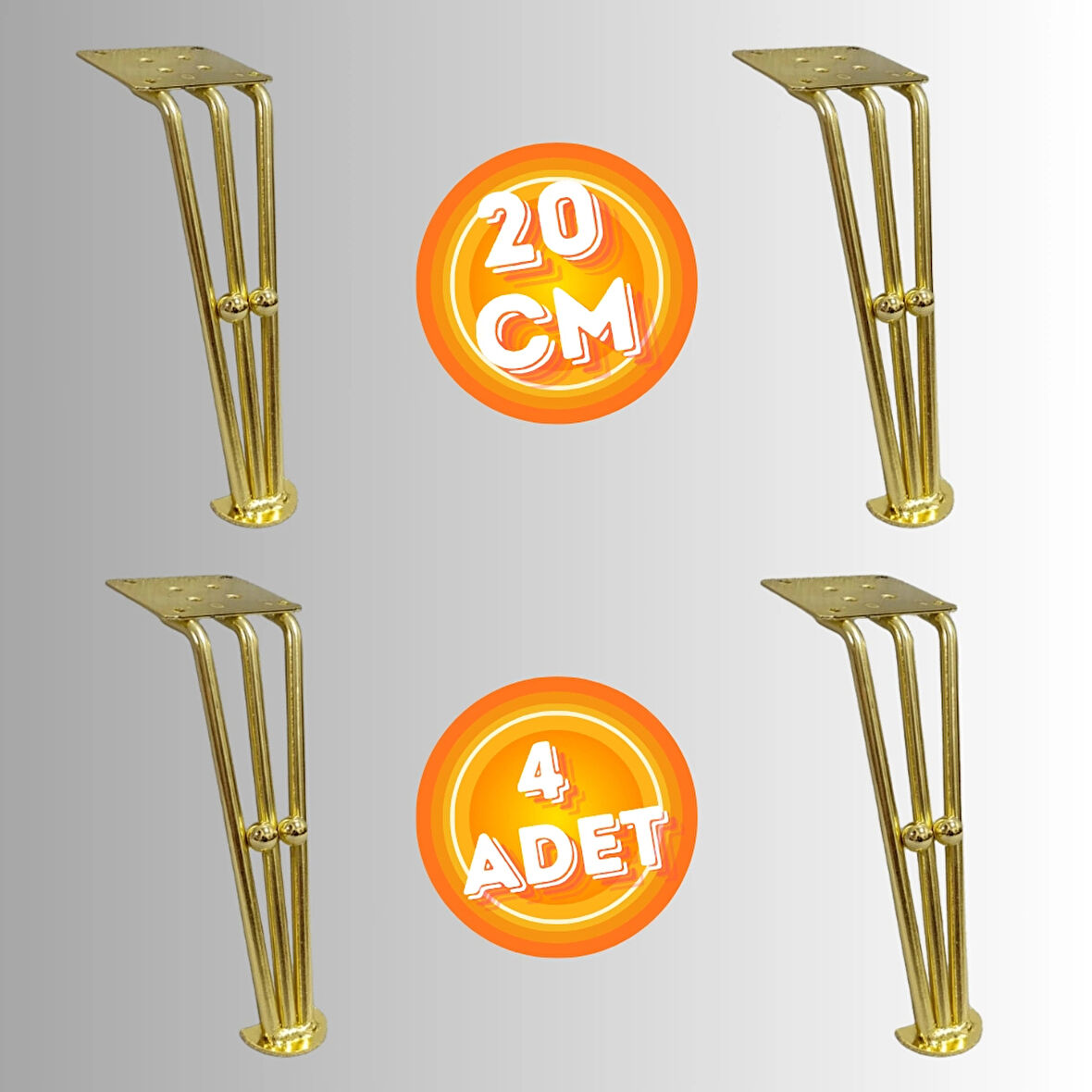 20 CM METAL BONCUKLU KOLTUK AYAĞI MOBİLYA AYAĞI ÜNİTE AYAĞI KONSOL AYAĞI PUF BERJER AYAĞI (4ADET)