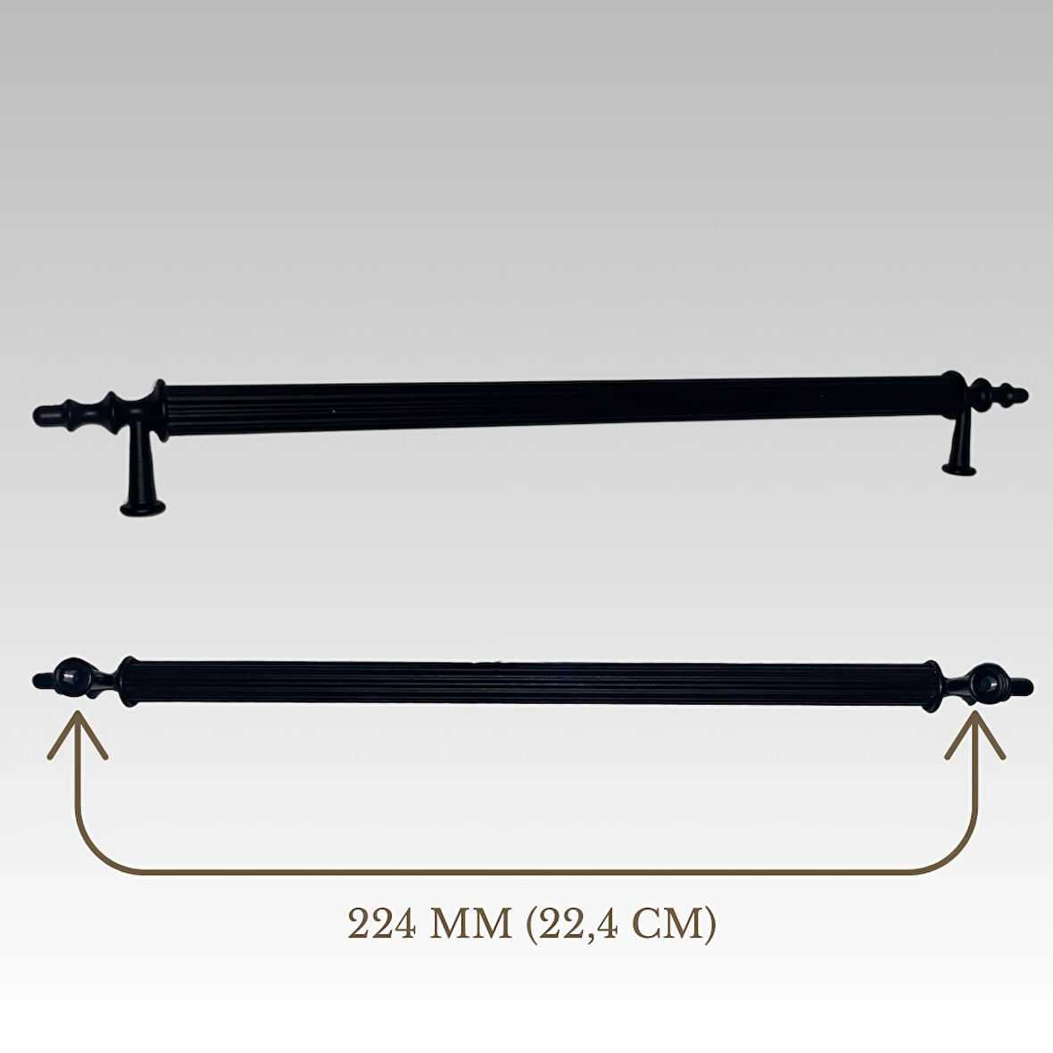 Klipso Mat Siyah 224 MM Metal Lüks Çekmece Dolap Mobilya Kulpları