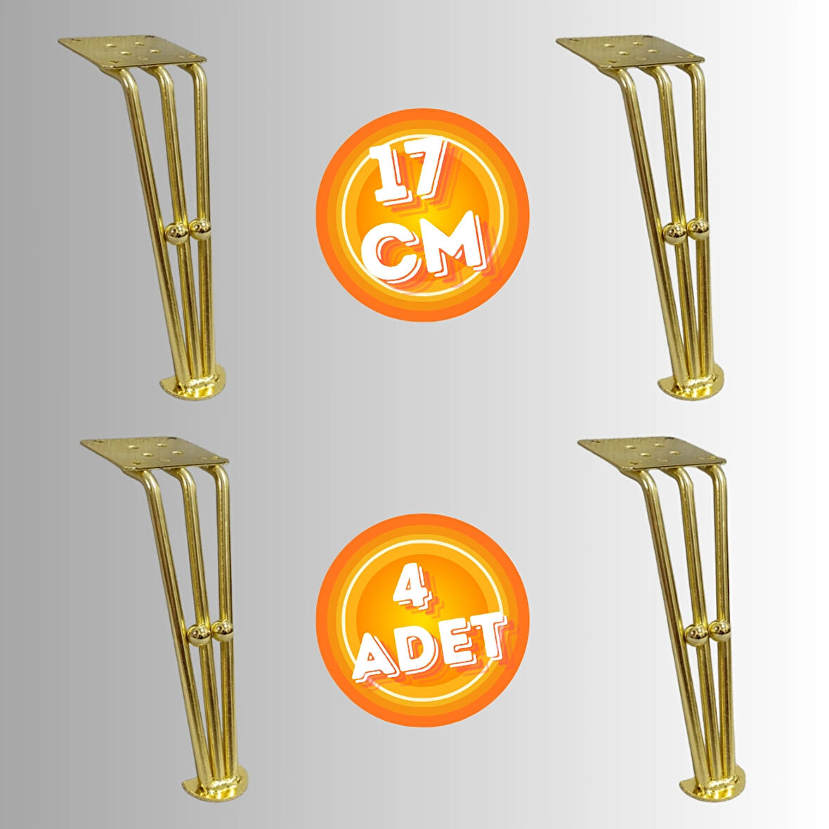 17 CM METAL BONCUKLU KOLTUK AYAĞI MOBİLYA AYAĞI ÜNİTE AYAĞI KONSOL AYAĞI PUF BERJER AYAĞI (4ADET)