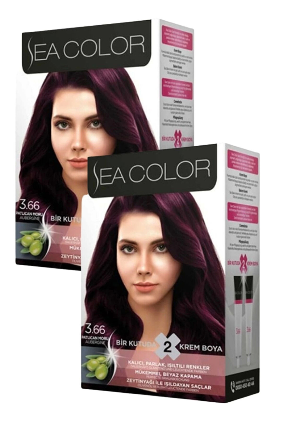 Sea Color 3/66 Patlıcan Moru Saç Boyası 100 ml x 2 Kutu