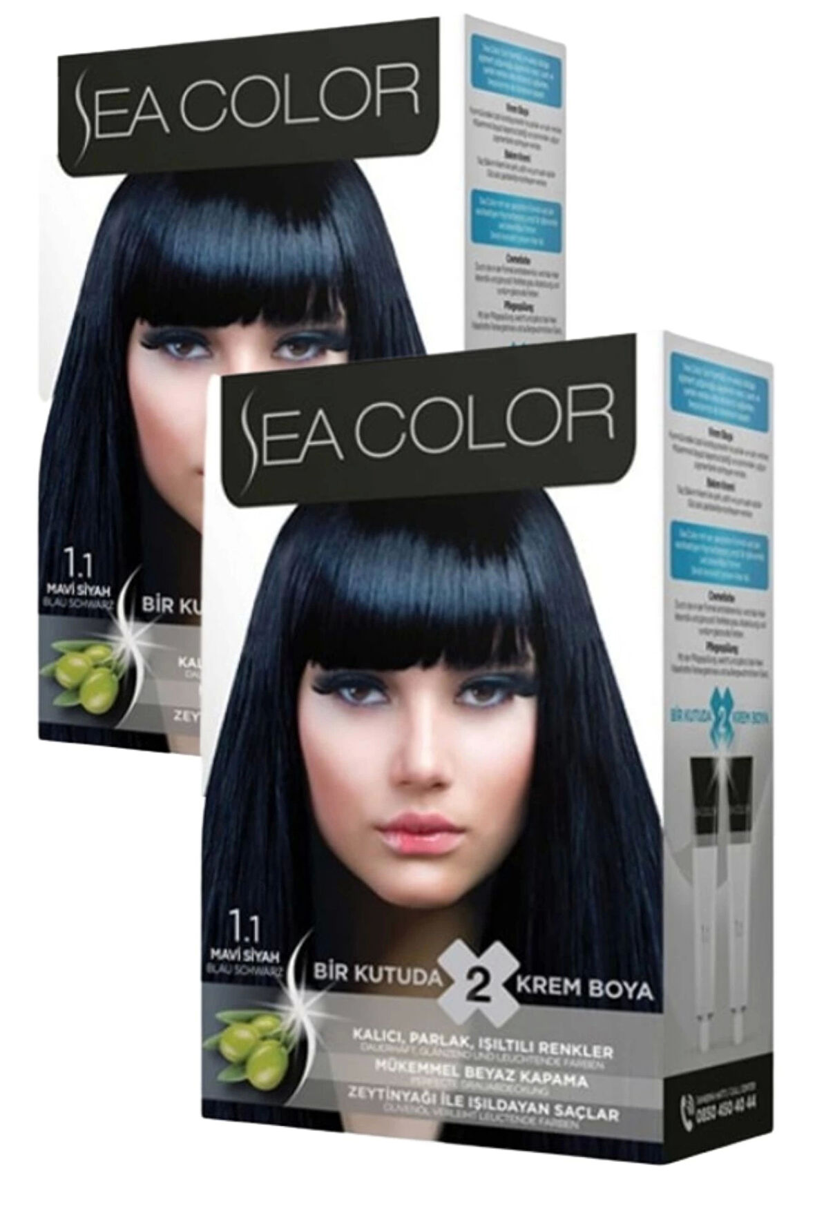 Sea Color 1/1 Saç Boyası Mavi Siyah 100 ml x 2 Kutu