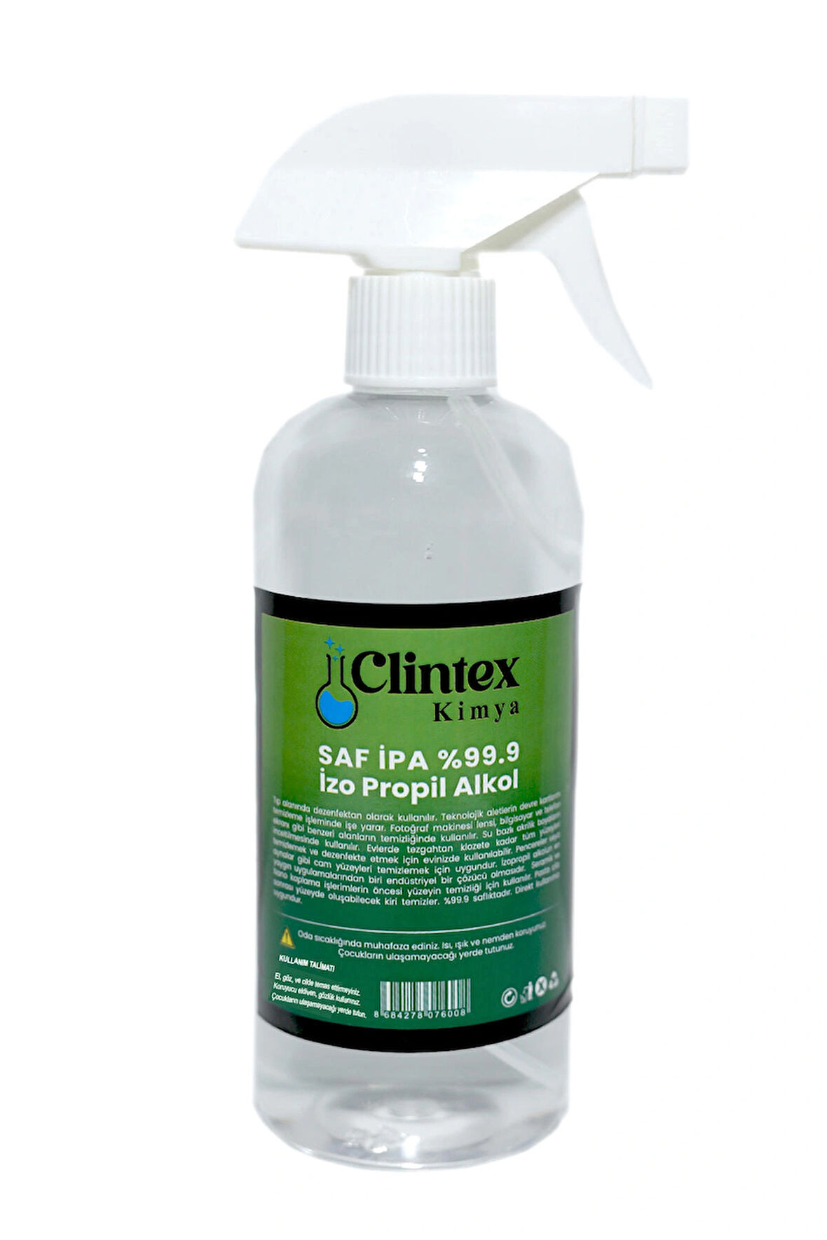 Clintex Kimya Spreyli Saf İpa %99.9 İzopropil Alkol Yüzey Temizleyici 500 Ml