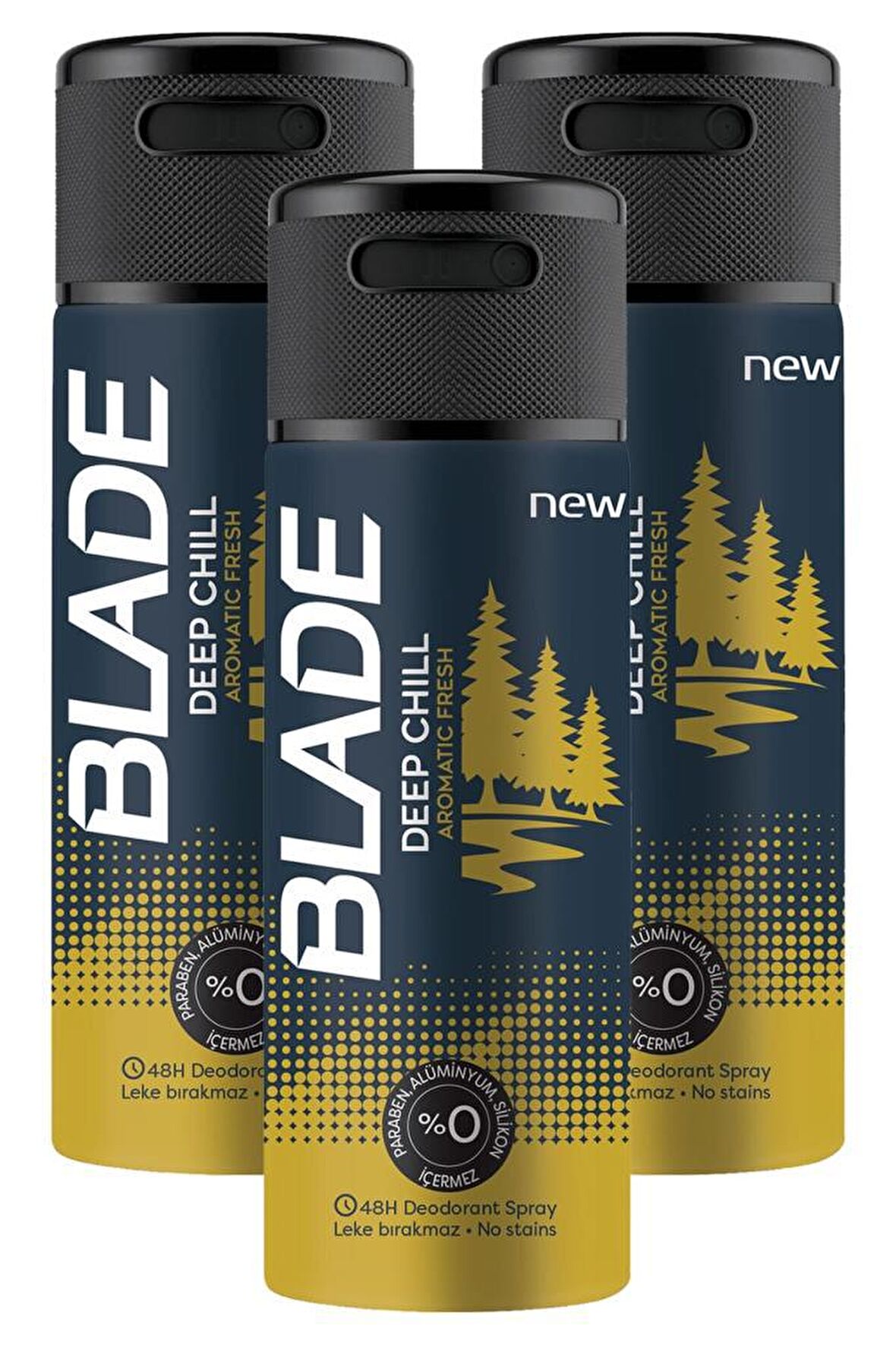 Blade Deep Pudrasız Leke Yapmayan Erkek Sprey Deodorant 150 ml x 3