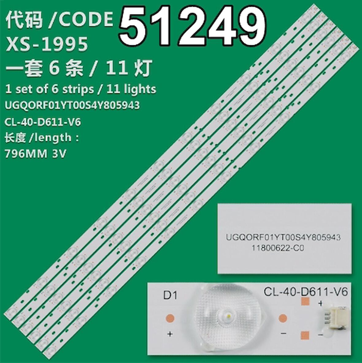 WKSET-6249 36954X6 CL-40-D611-V6  11800622-C0  6 ADET LED BAR