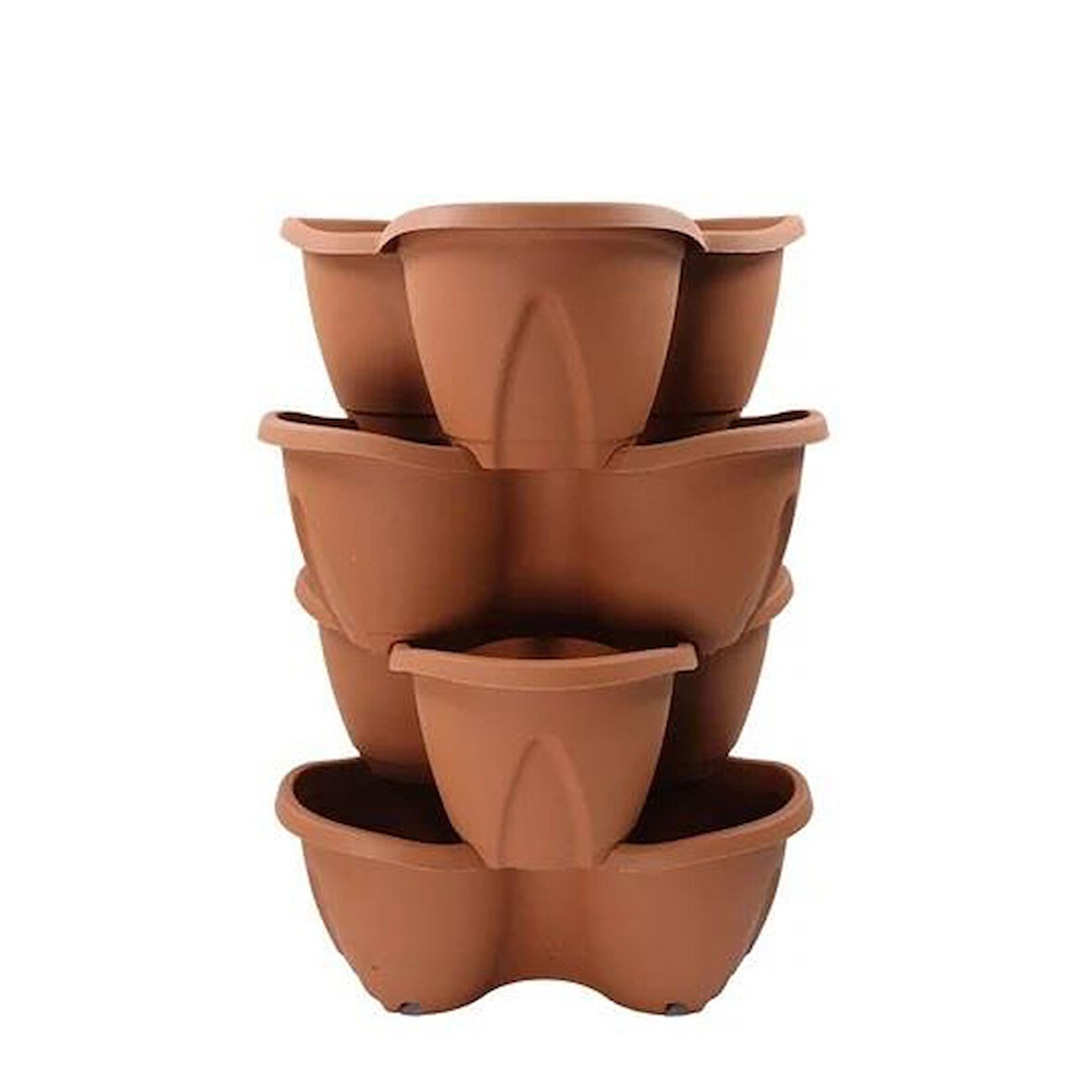 Omnipazar SO-PKS3 Pmukkale Dekoratif Saksı Çilek Saksı 4'lü Set 12.5 Litre Kiremit No 3