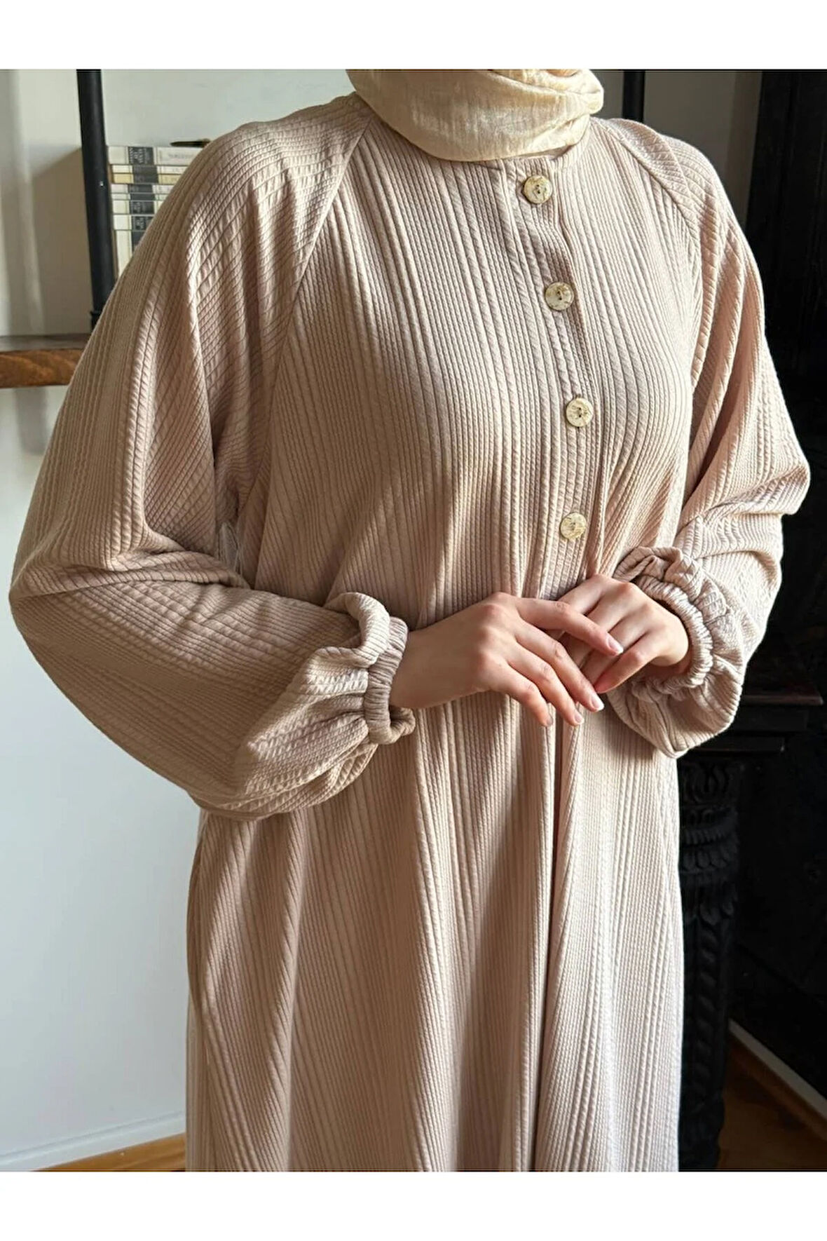 Reglan Kol Yarım Pat Eteği büzgülü Örme Elbise 2416 NAVRA |