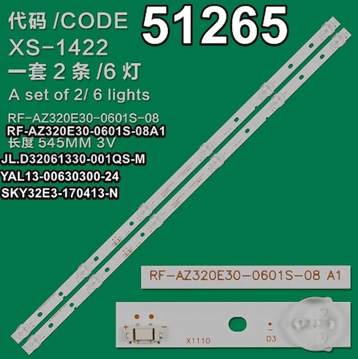 WKSET-6265 36967X2 SKY32E3-170413-N YAL13-00630300-40 2 ADET LED BAR