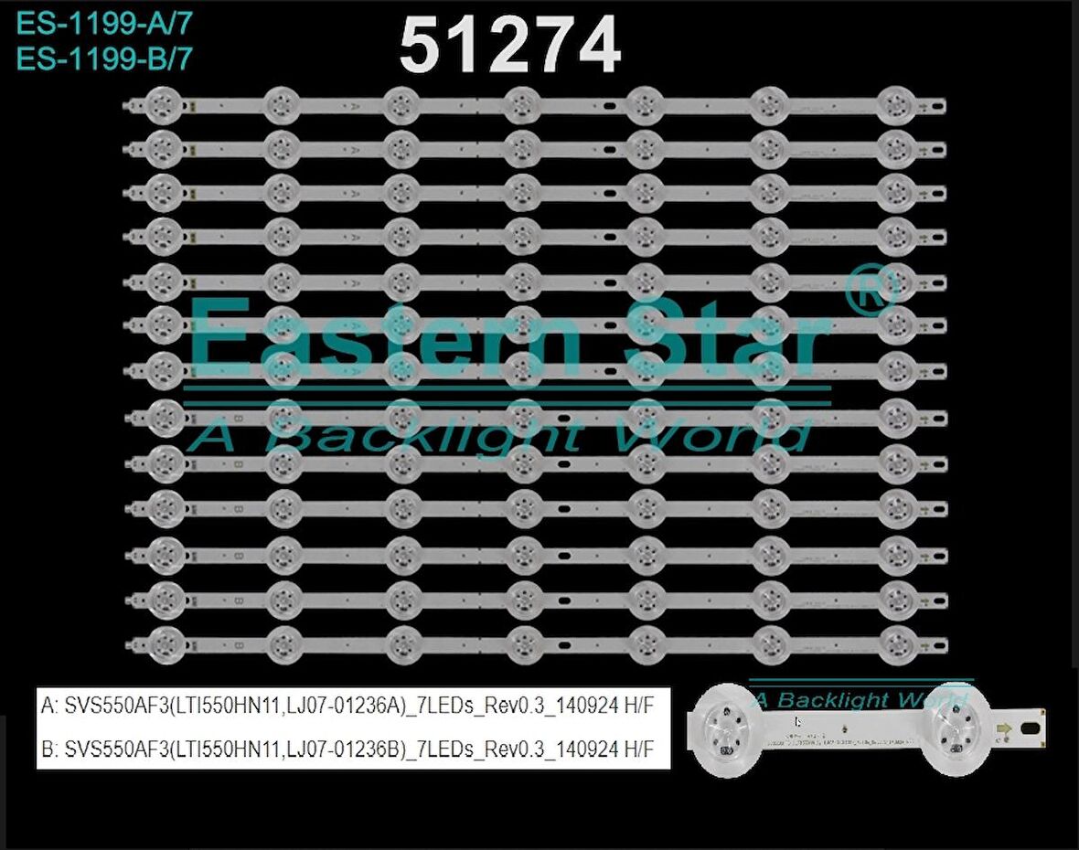 WKSET-6274 36979X7 36980X6 SVS550AF3 (LTI550HN11,LJ07-01236A/B 13 ADET LED BAR