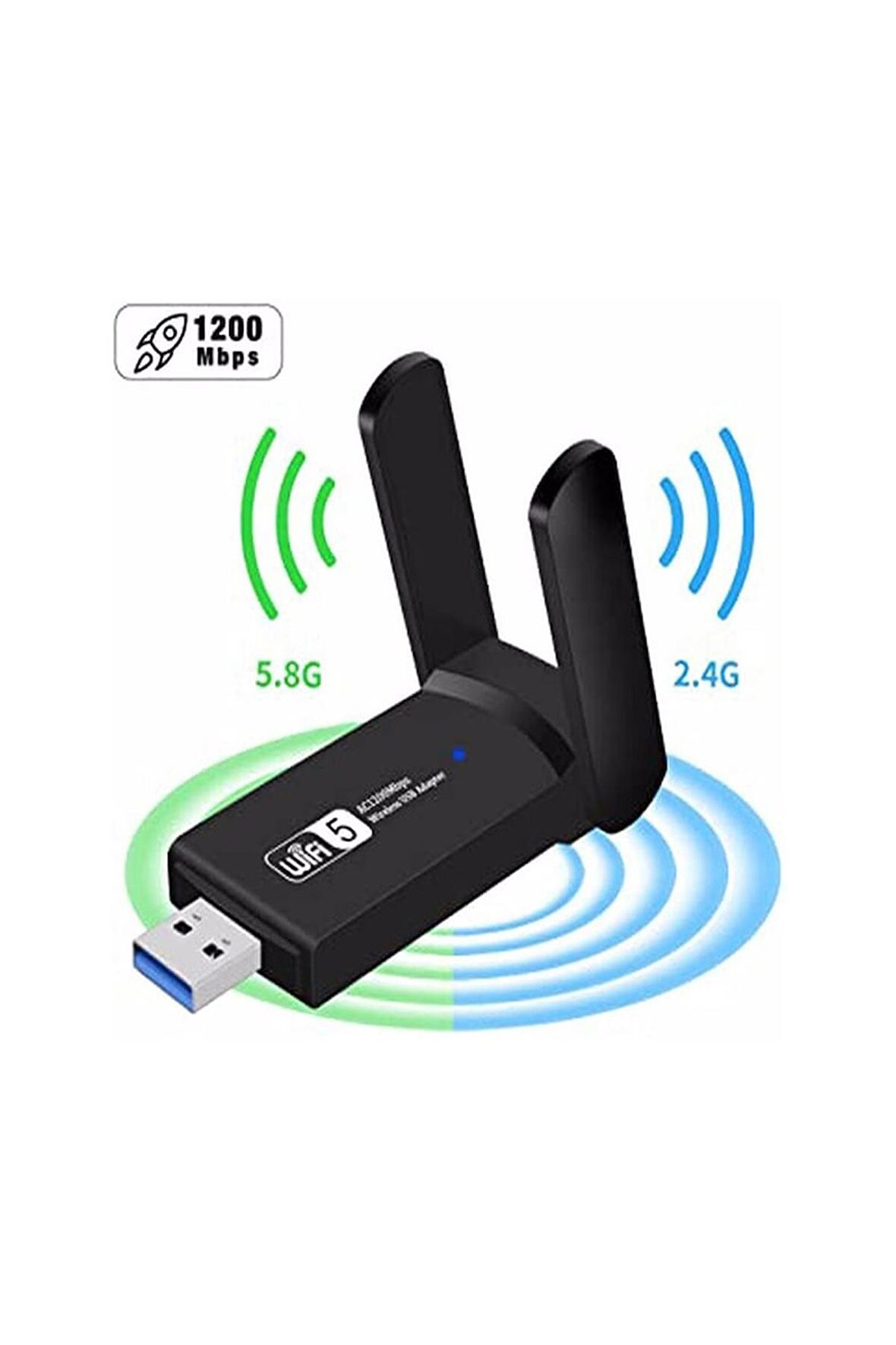 Vothoon Dual Band USB 3.0 Adaptör Kablosuz Wi-Fi Alıcı Ac1200 Mbp