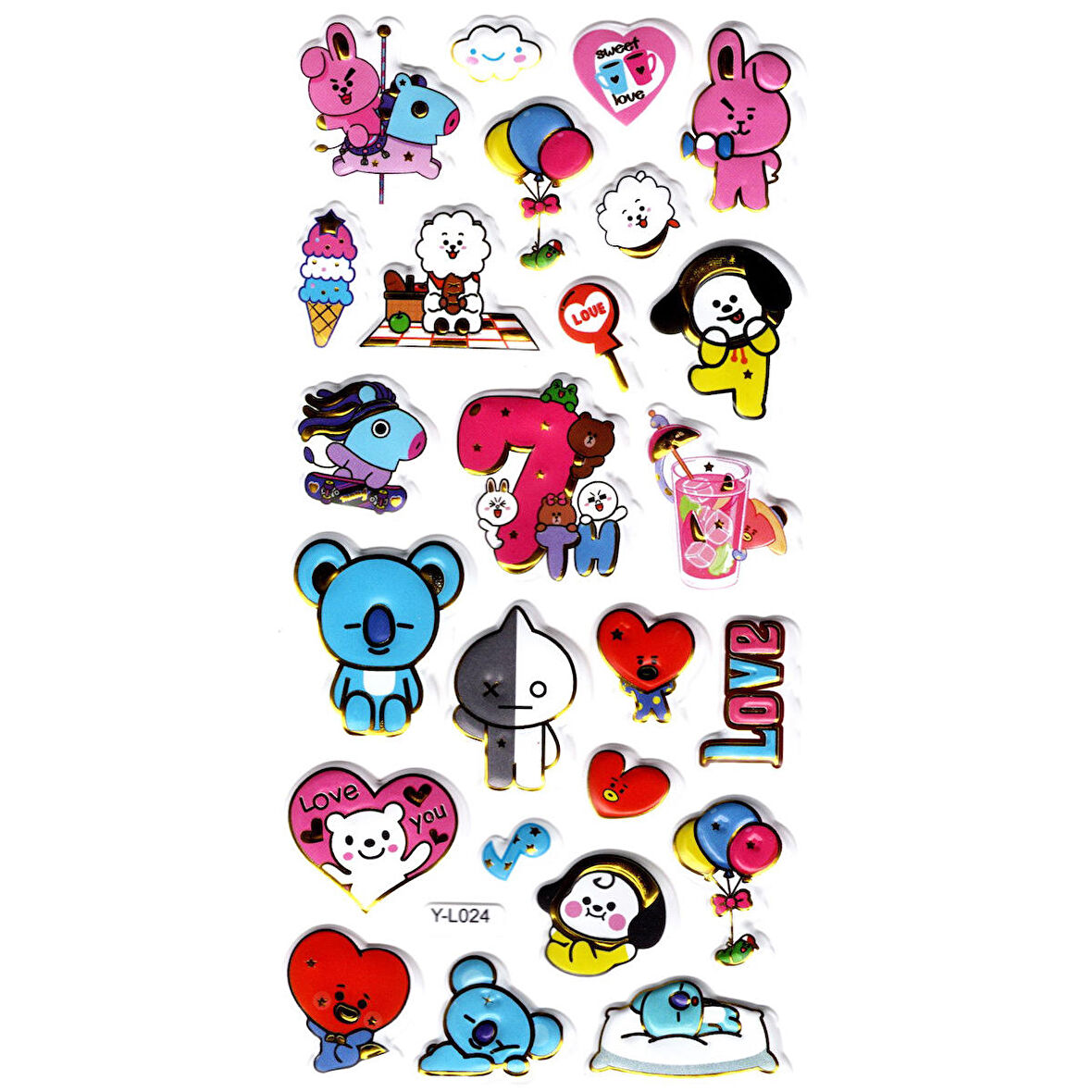 Sticker Kabartmalı Stiker Defter, Planlayıcı Etiket (limyl-024) - 17X9 cm - Eğlenceli BTS BT12