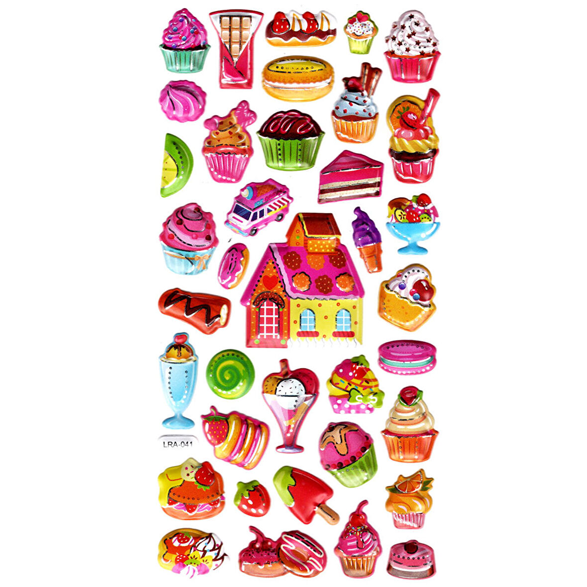 Sticker Kabartmalı Stiker Defter, Planlayıcı Etiket (limlra-041) - 17X9 cm - Şeker Pasta Cupcake