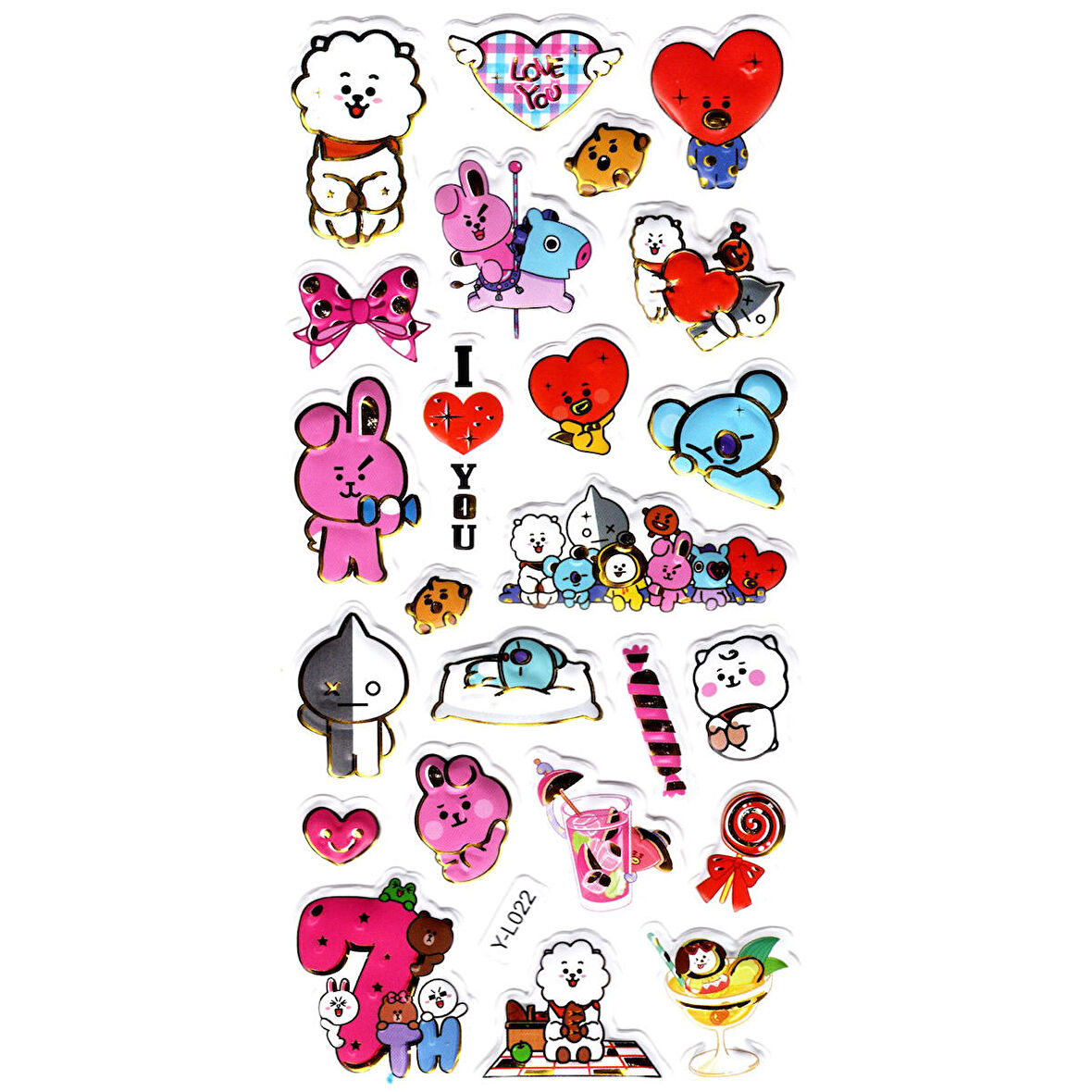 Sticker Kabartmalı Stiker Defter, Planlayıcı Etiket (limyl-022) - 17X9 cm - BTS KOmik Kpop