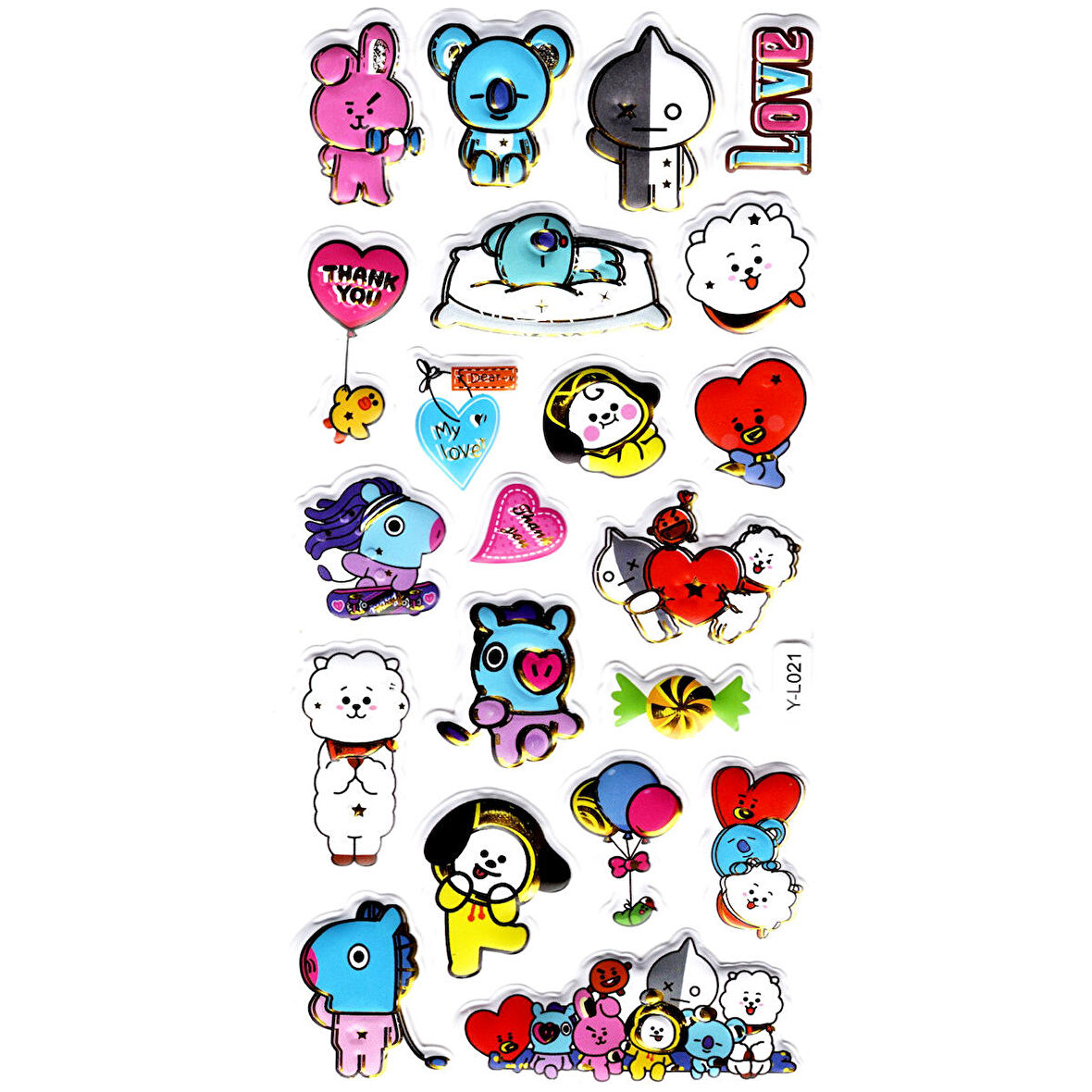 Sticker Kabartmalı Stiker Defter, Planlayıcı Etiket (limyl-021) - 17X9 cm - Kpop BT21 BTS