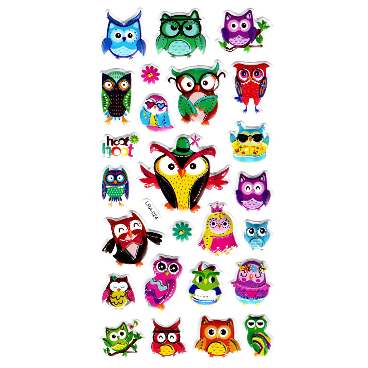 Sticker Kabartmalı Stiker Defter, Planlayıcı Etiket (limlra-024) - 17X9 cm - Gözlüklü Baykuş
